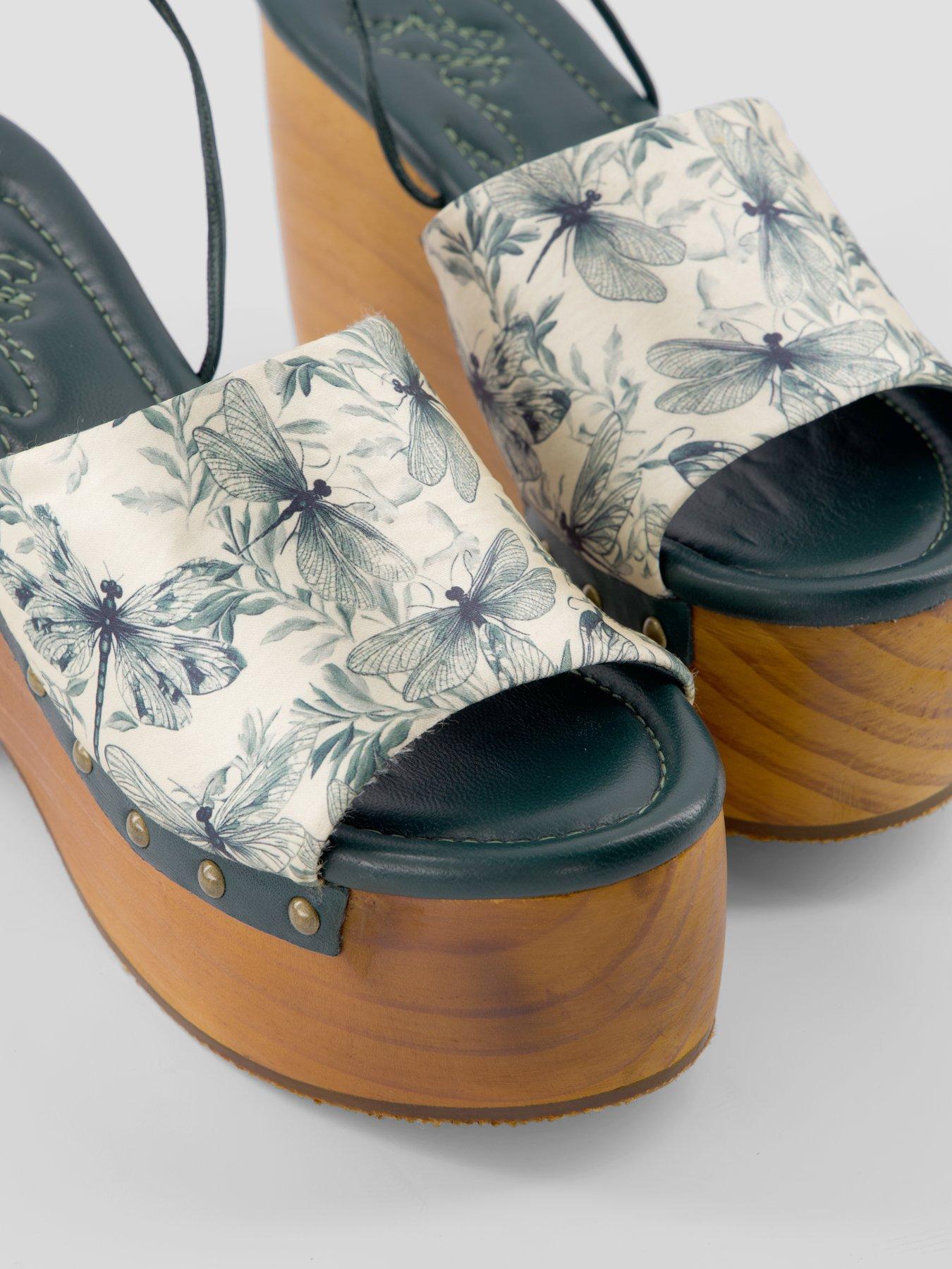 Image 5 of 6 of FREE PEOPLE Front Row Wrap Dragonfly Print Clogs - Blue