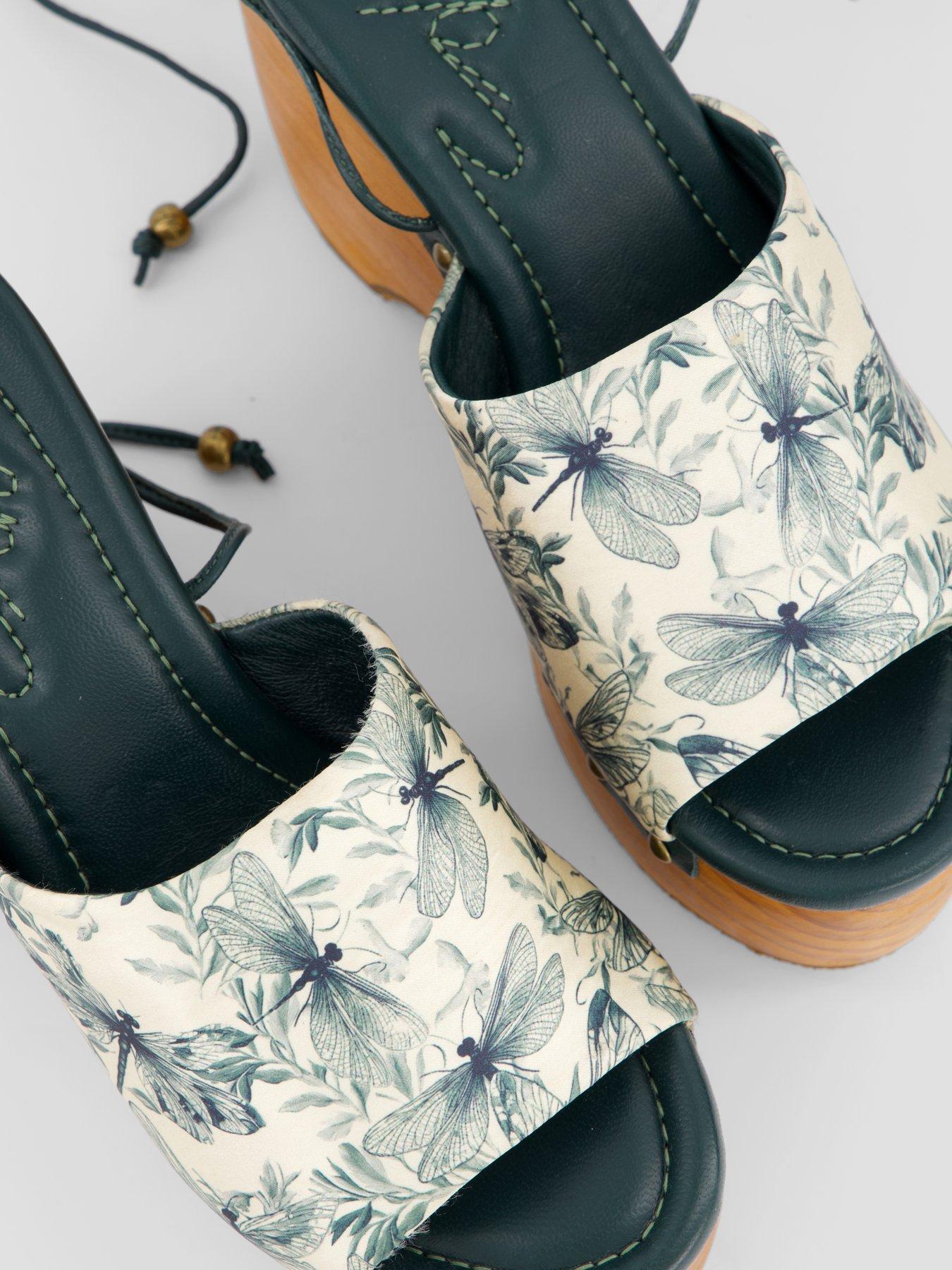 Image 6 of 6 of FREE PEOPLE Front Row Wrap Dragonfly Print Clogs - Blue