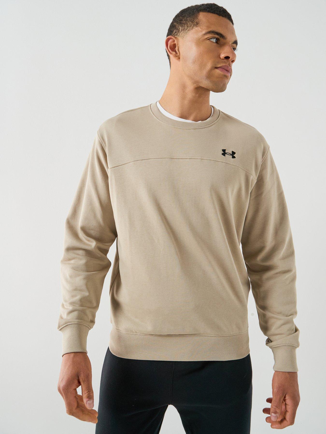 UNDER ARMOUR Mens Training Rival Terry Crew, Khaki, Size 2Xl, Men