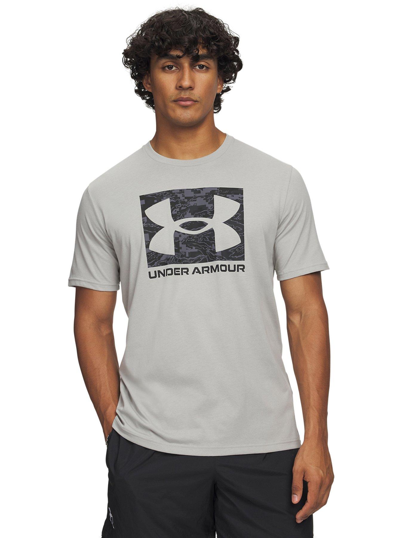 UNDER ARMOUR Mens Training Boxed Logo Short Sleeve T-shirt - Grey