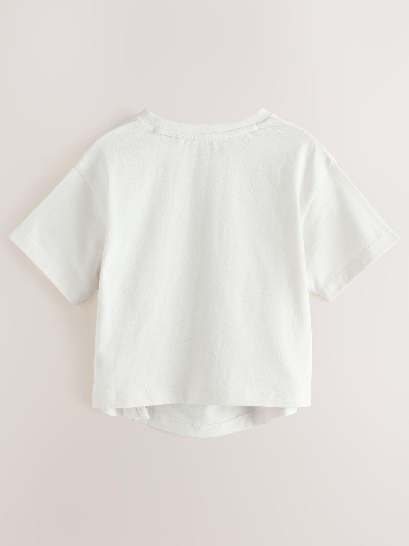 Image 3 of 6 of smALLSAINTS Older Girls Logo Ruched T-Shirt - White