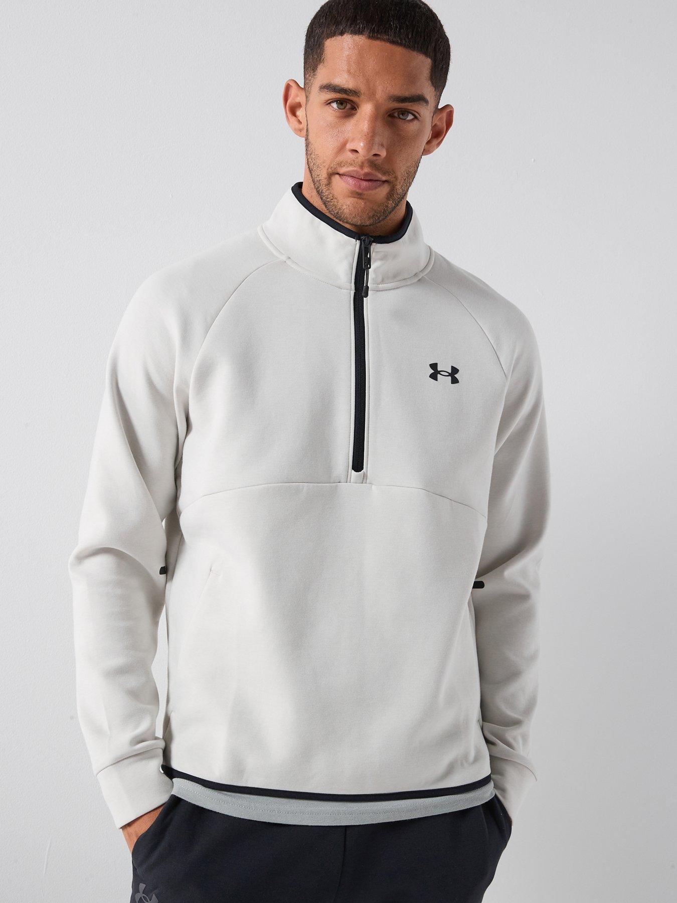UNDER ARMOUR: Mens Training Unstoppable Fleece 1/2 Zip - White