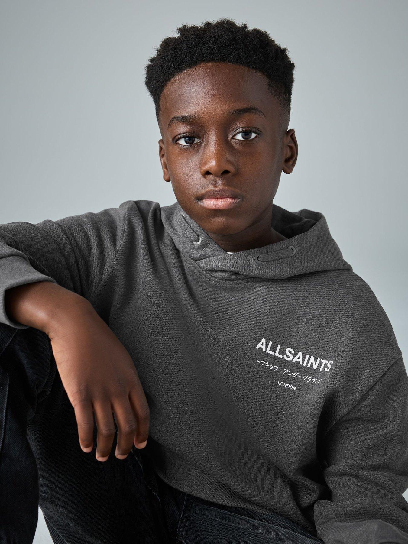 smALLSAINTS Boys Back Logo Print Hoodie - Grey | Very