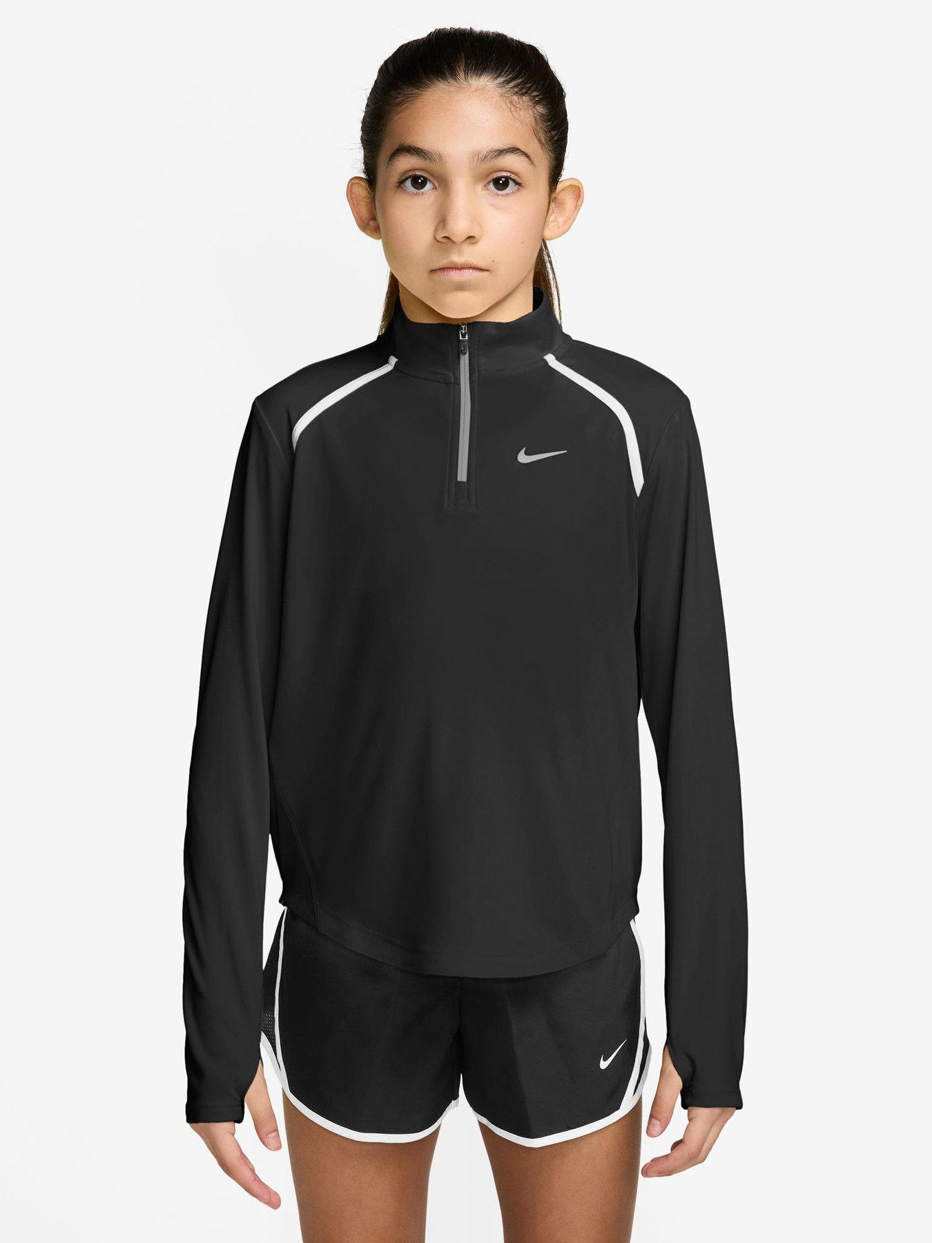 Nike Junior Girls Training Tempo Half Zip Top- Black