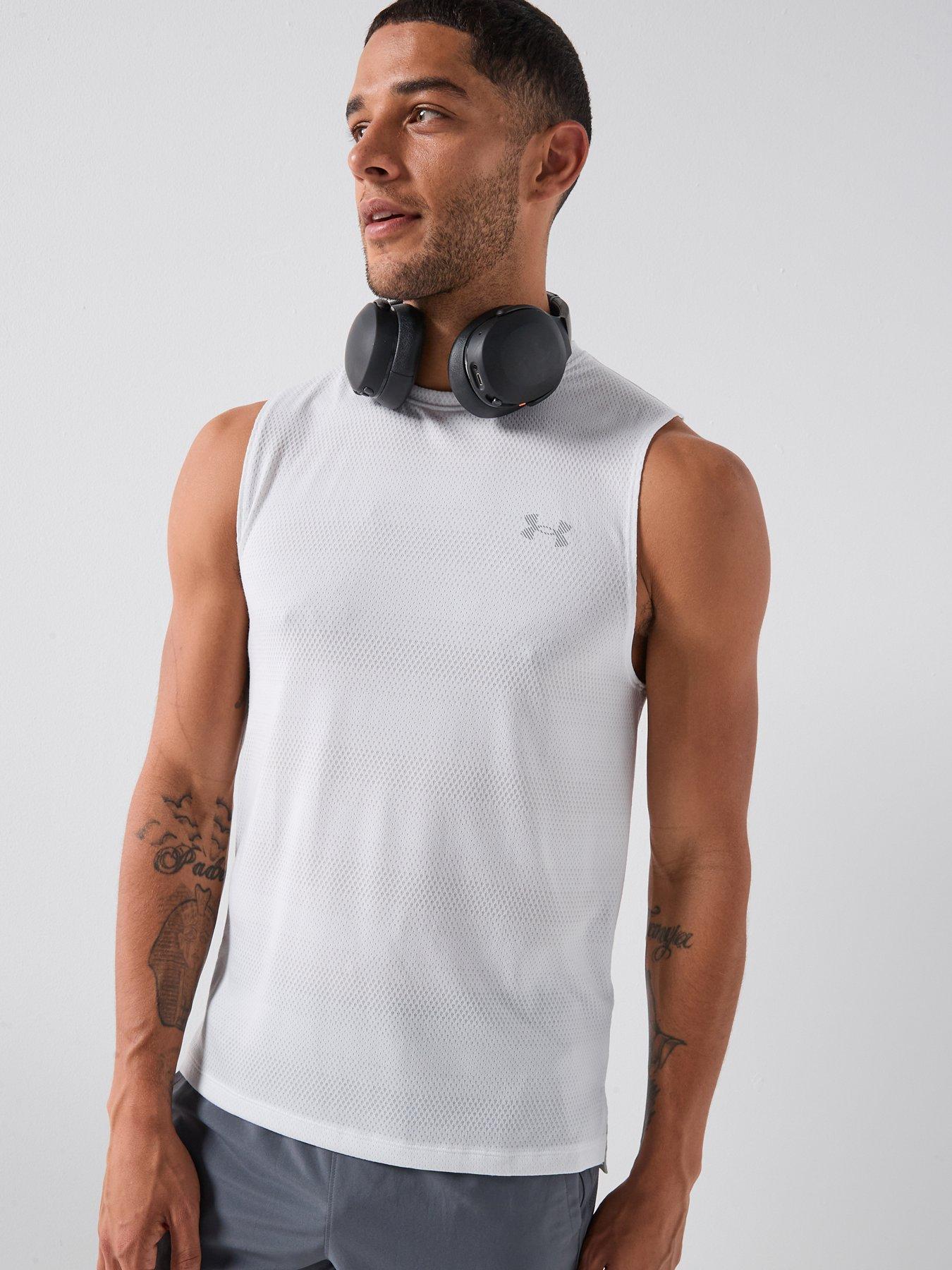 UNDER ARMOUR Mens Running Velociti Sleeveless Top, White, Size 2Xl, Men