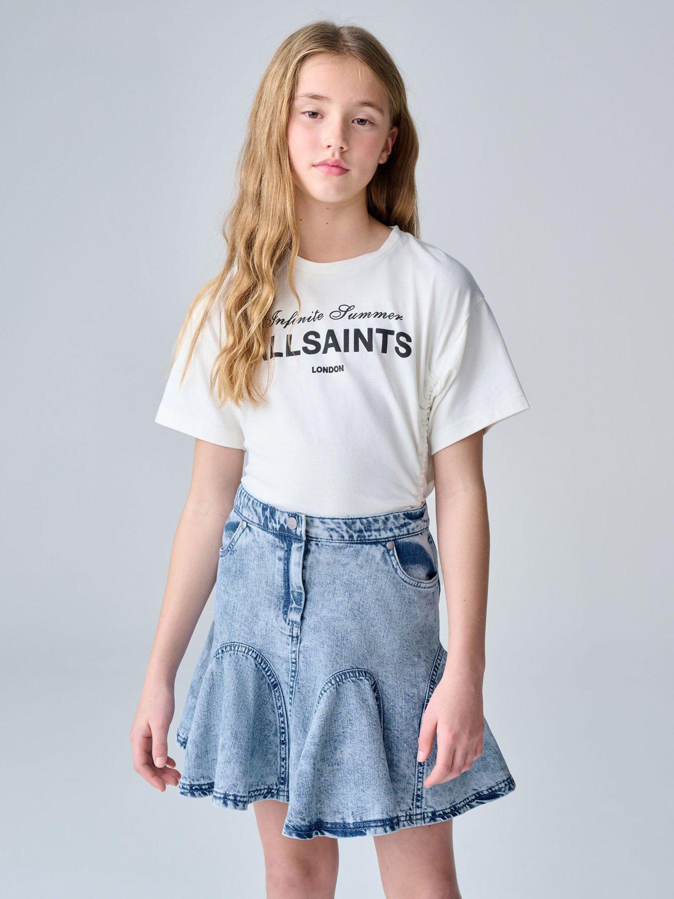 smALLSAINTS Older Girls Denim Godet Mini  Skirt - Blue