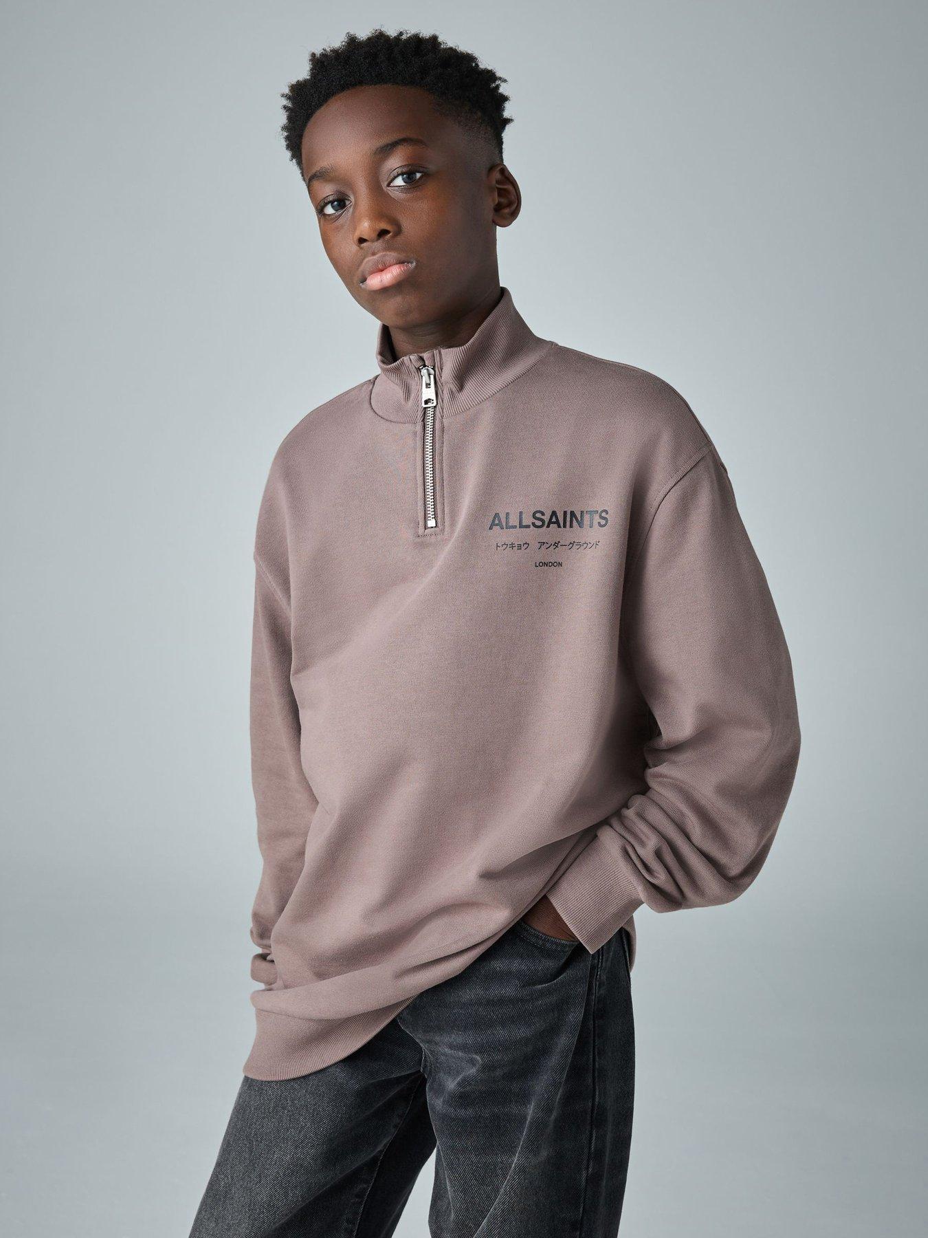 smALLSAINTS: Boys Funnel Zip Neck Sweatshirt - Brown