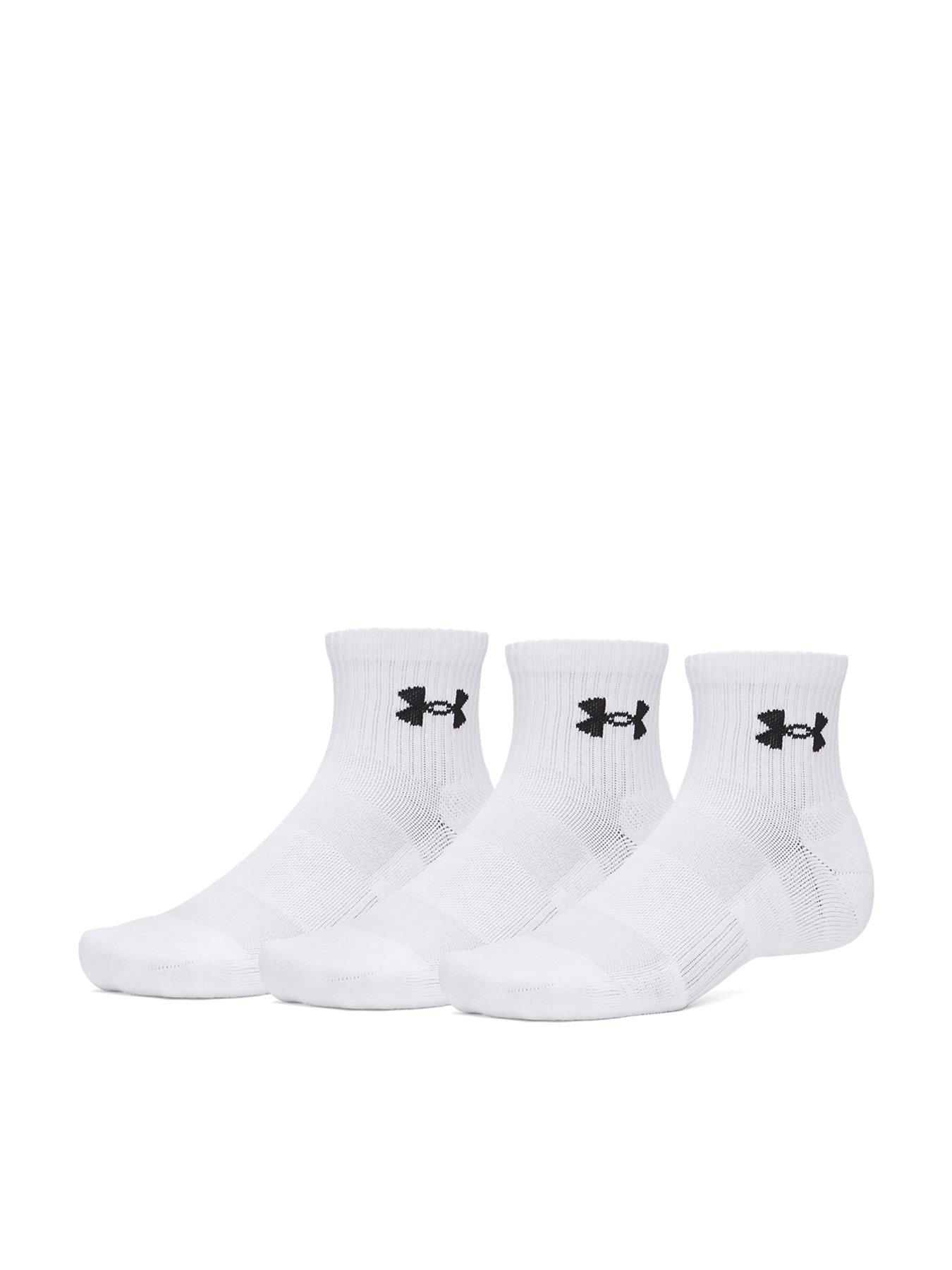UNDER ARMOUR Mens Training Performance Cotton Quarter Socks 3 Pack - White
