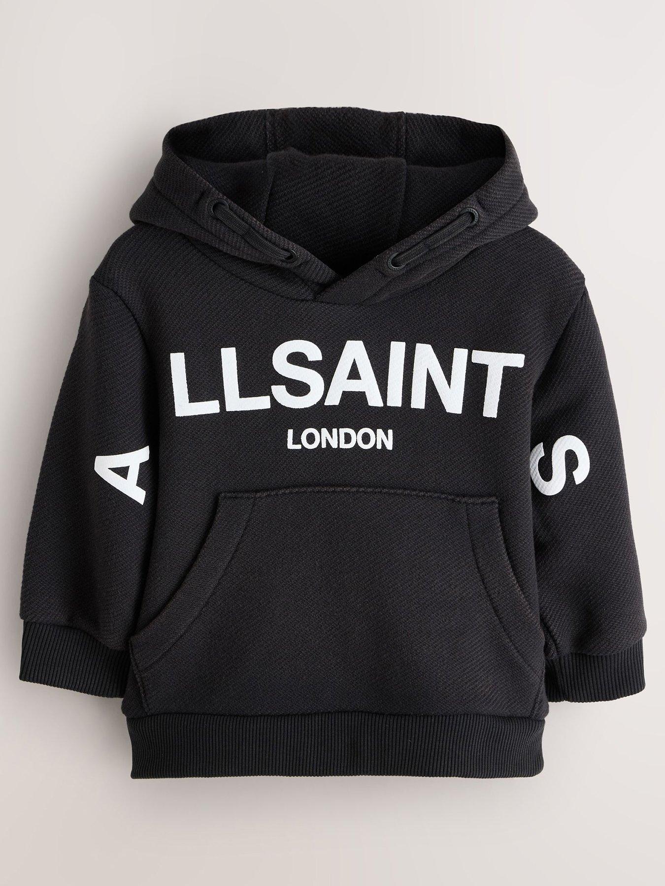 smALLSAINTS Boys Graphic Back Print Logo Hoodie, Black, Size 12-18 Months