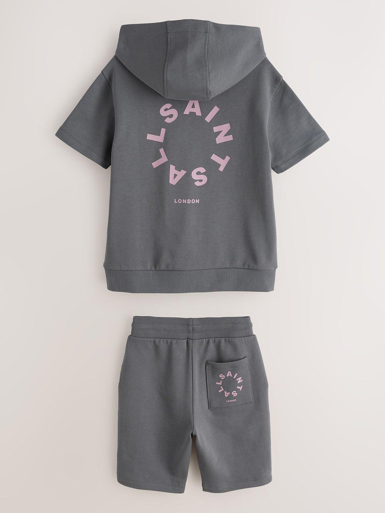 Image 3 of 7 of smALLSAINTS Boys Logo Sweat Short Set - Grey