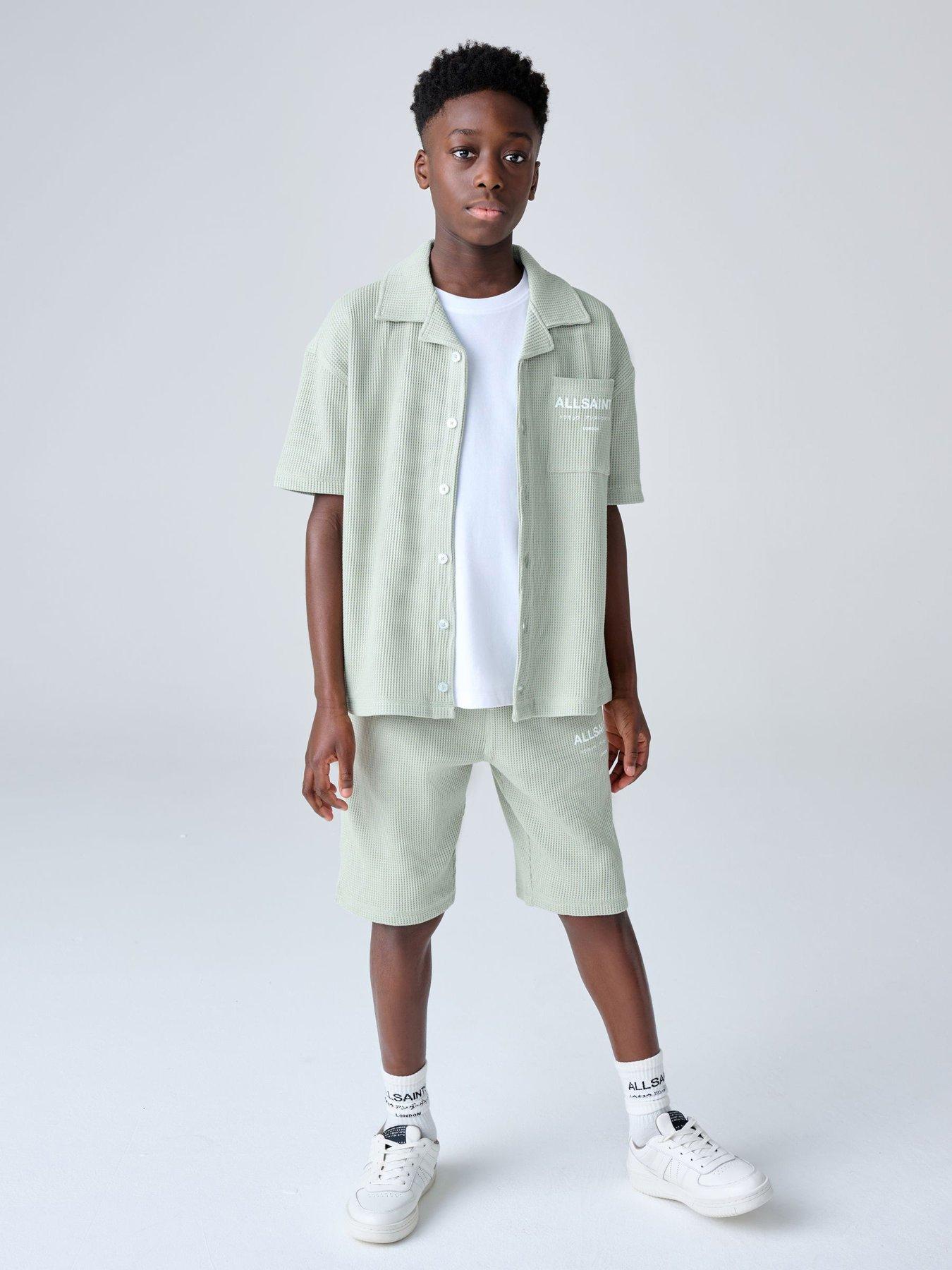 smALLSAINTS Older Boys Underground Waffle Shirt Set - Green - Beige