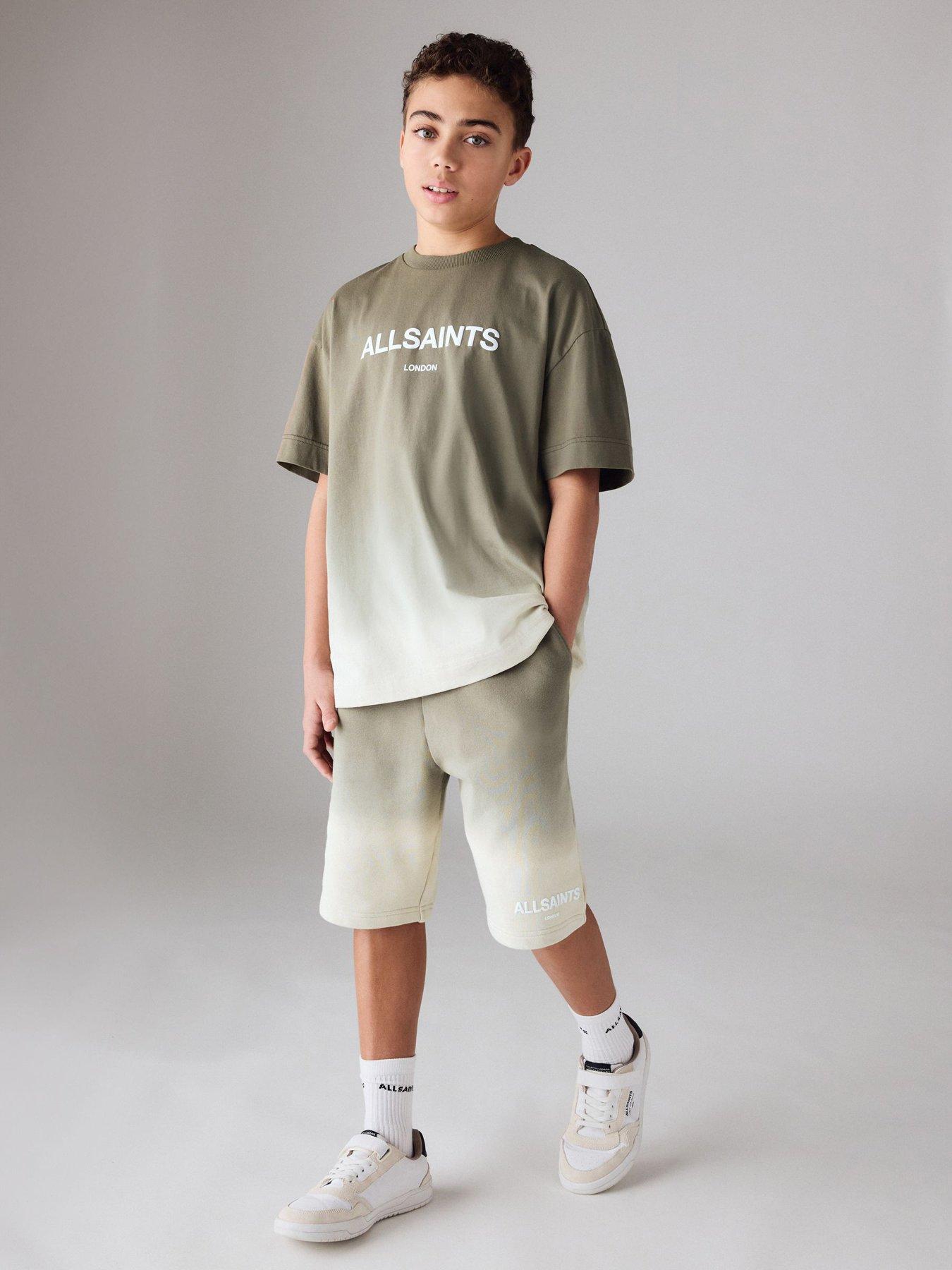 Image 1 of 7 of smALLSAINTS Older Boys Ombre Logo T-Shirt And Shorts Set - Khaki
