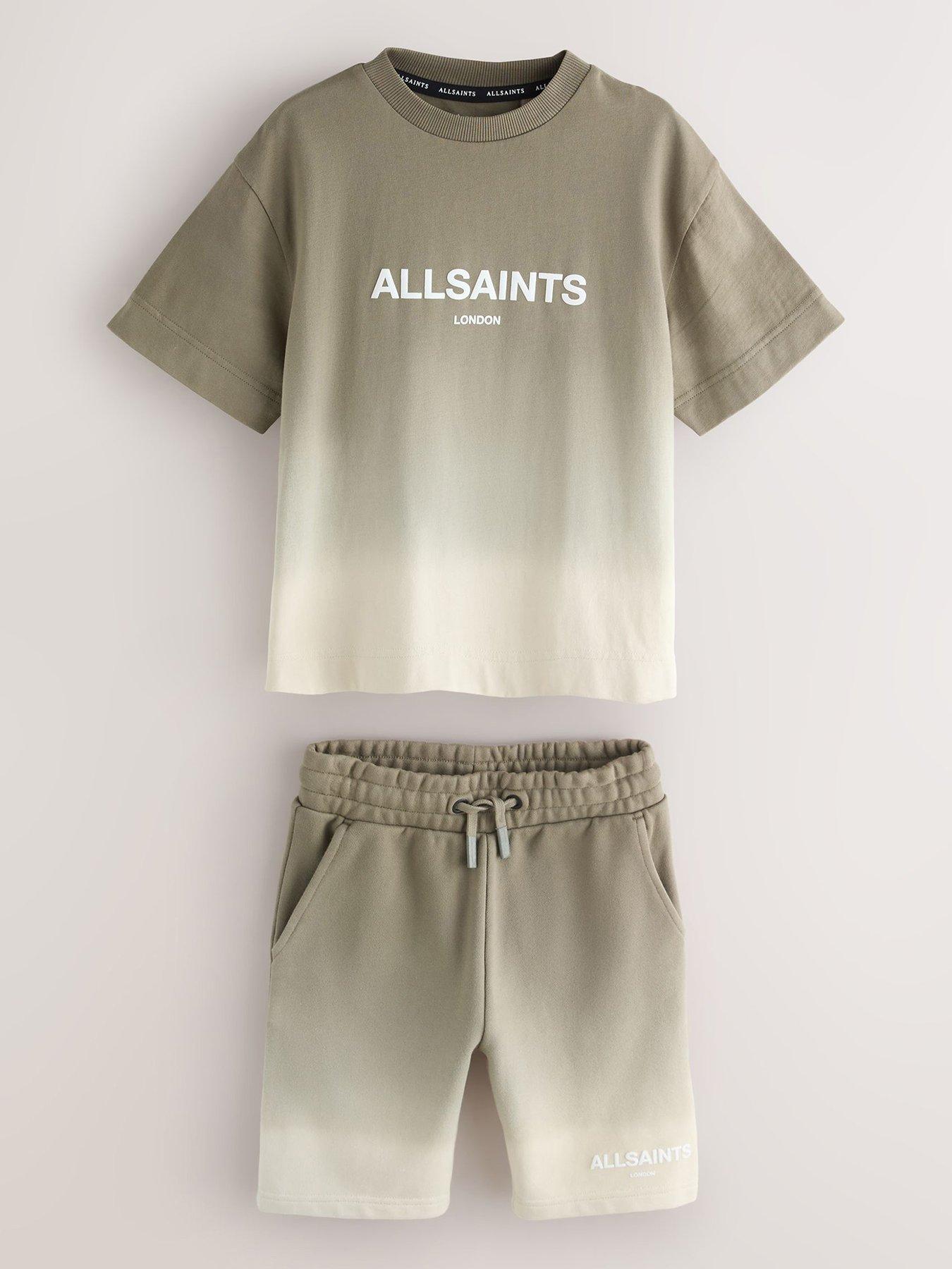 Image 2 of 7 of smALLSAINTS Older Boys Ombre Logo T-Shirt And Shorts Set - Khaki