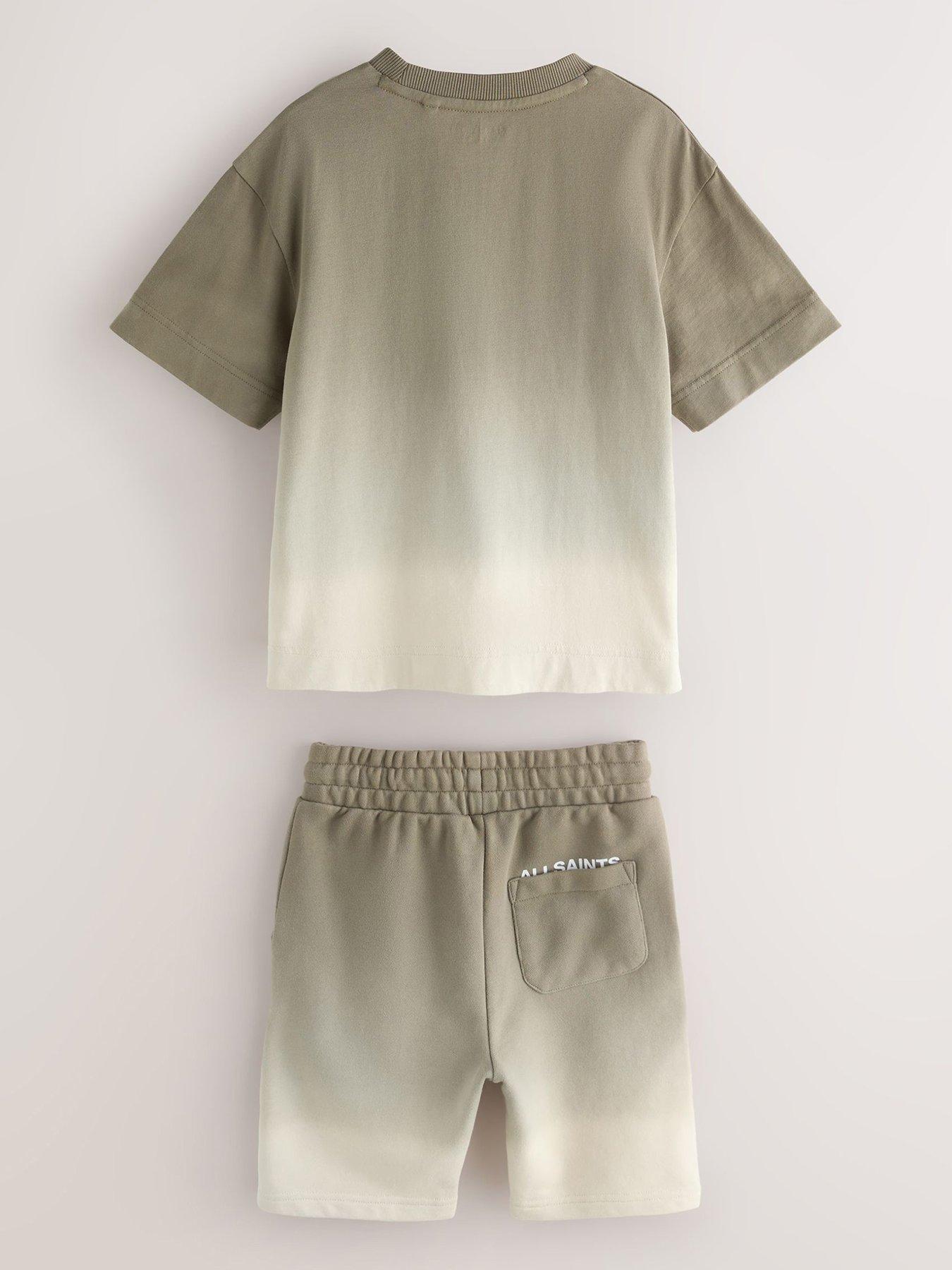 Image 3 of 7 of smALLSAINTS Older Boys Ombre Logo T-Shirt And Shorts Set - Khaki