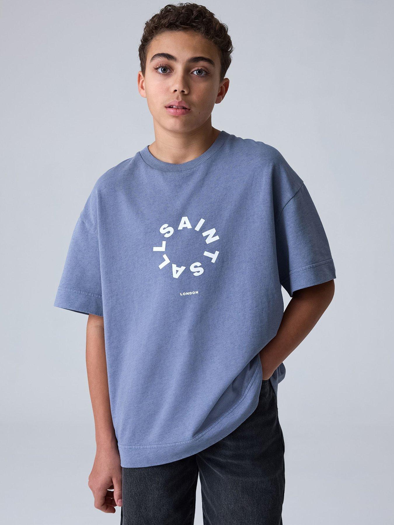 smALLSAINTS Boys Logo Back Print T-Shirt - Blue