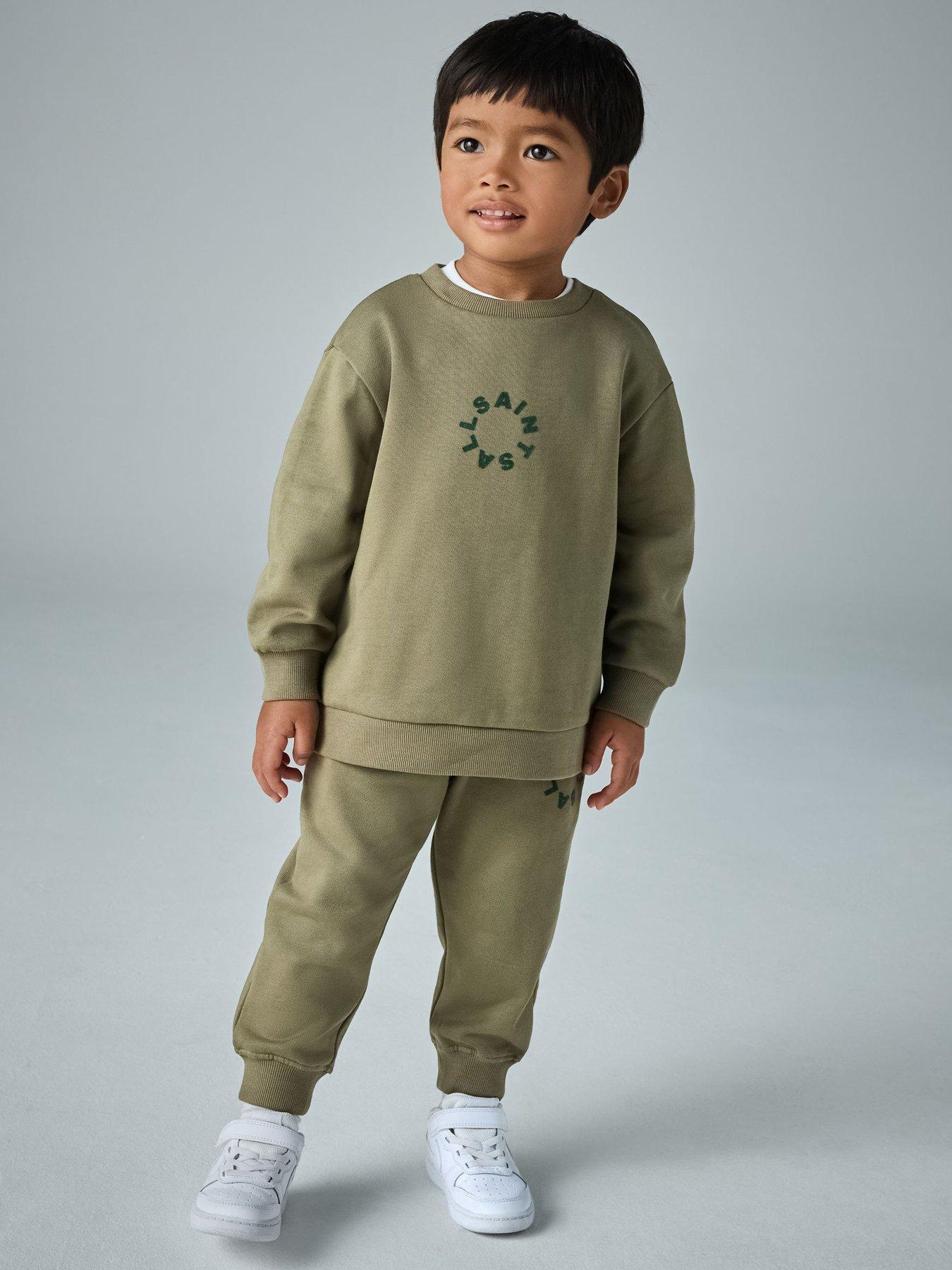 smALLSAINTS Boys Tierra Sweatshirt And Joggers Set - Khaki | Very