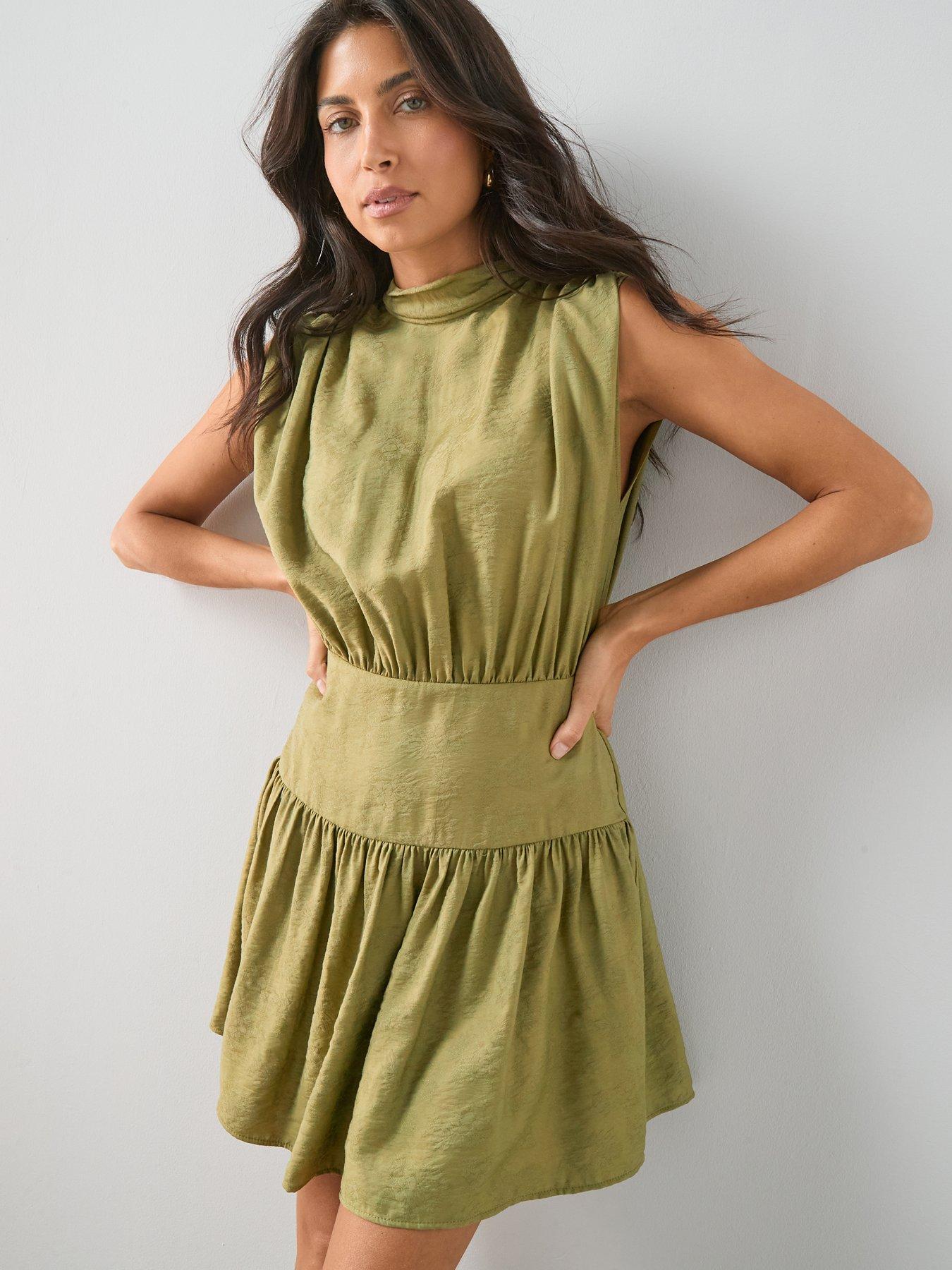 The Very Collection Jacquard Panelled Sleeveless Mini Dress - Cream