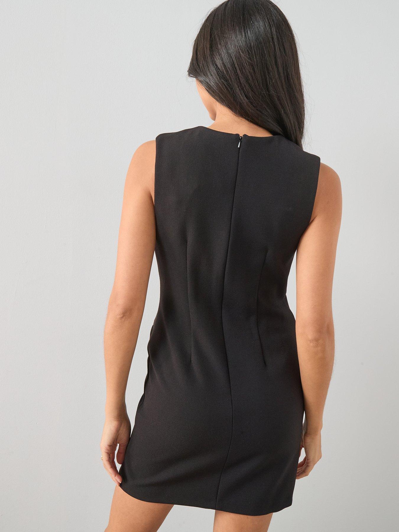 The Very Collection Gold Button Front Mini Shift Dress - Black | Very