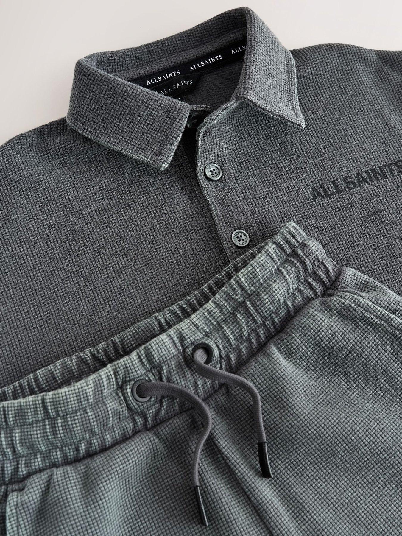 Image 4 of 7 of smALLSAINTS Older Boys&nbsp;Waffle Textured Polo T-Shirt &amp; Short&nbsp;Set - Grey