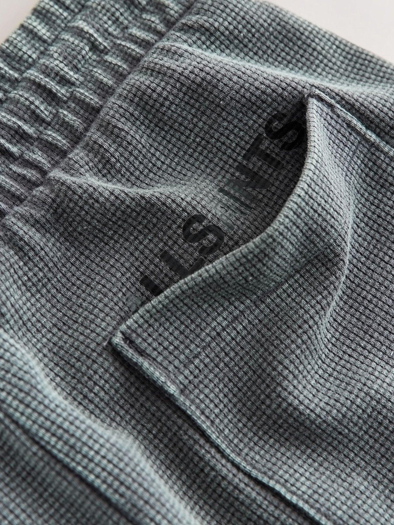 Image 6 of 7 of smALLSAINTS Older Boys&nbsp;Waffle Textured Polo T-Shirt &amp; Short&nbsp;Set - Grey