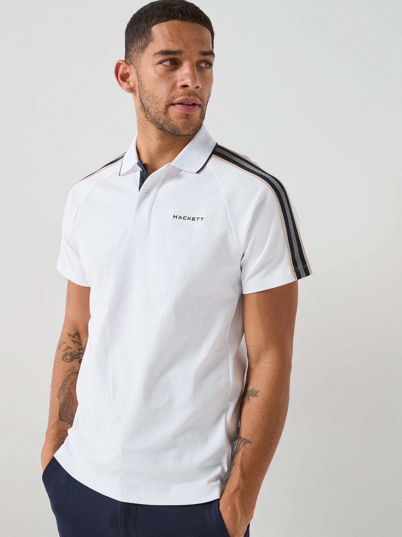 Hackett Sport Retro Tape Polo Shirt - White