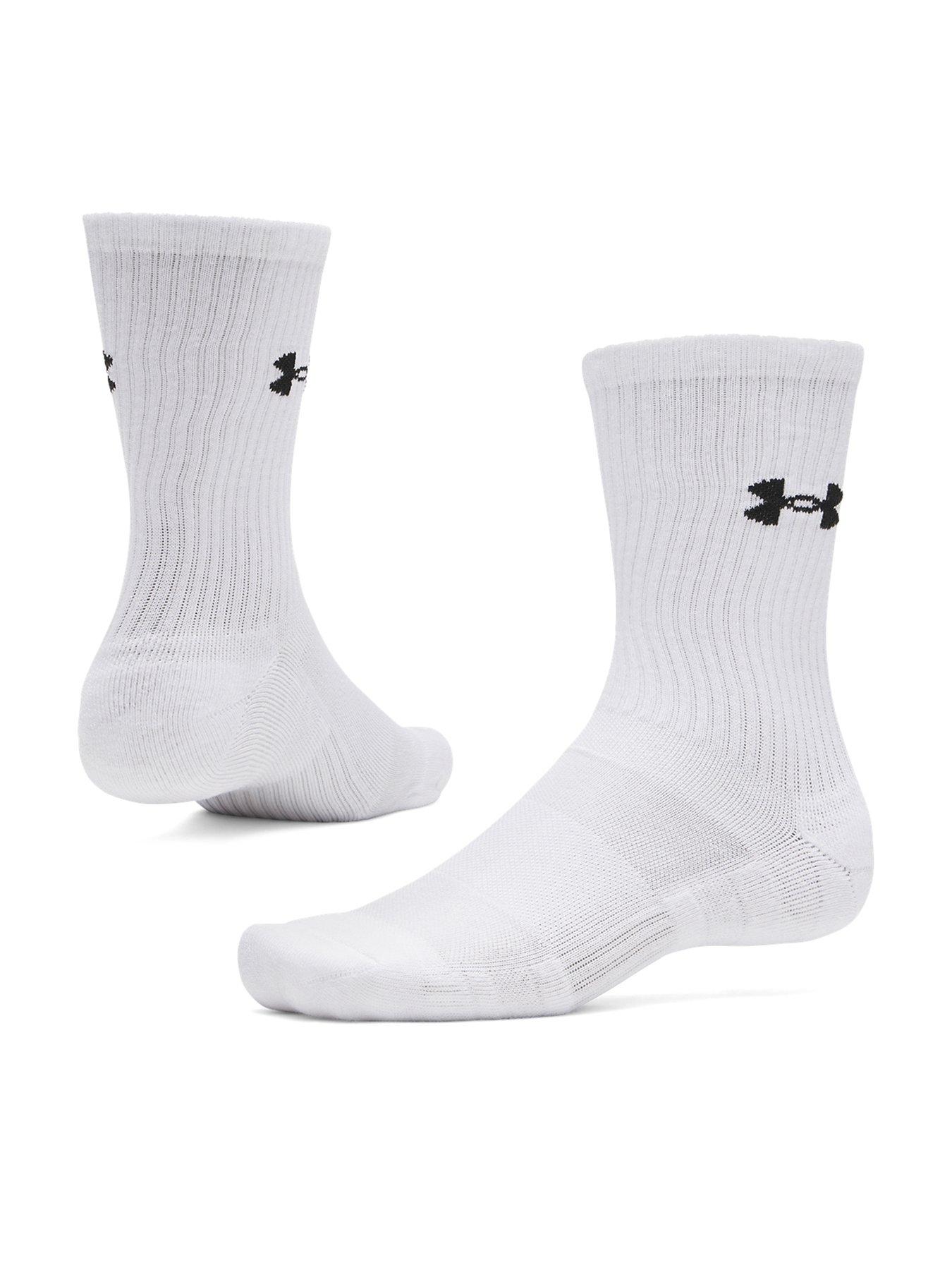 UNDER ARMOUR Mens Training Performance Cotton Crew Socks 3 Pack - White