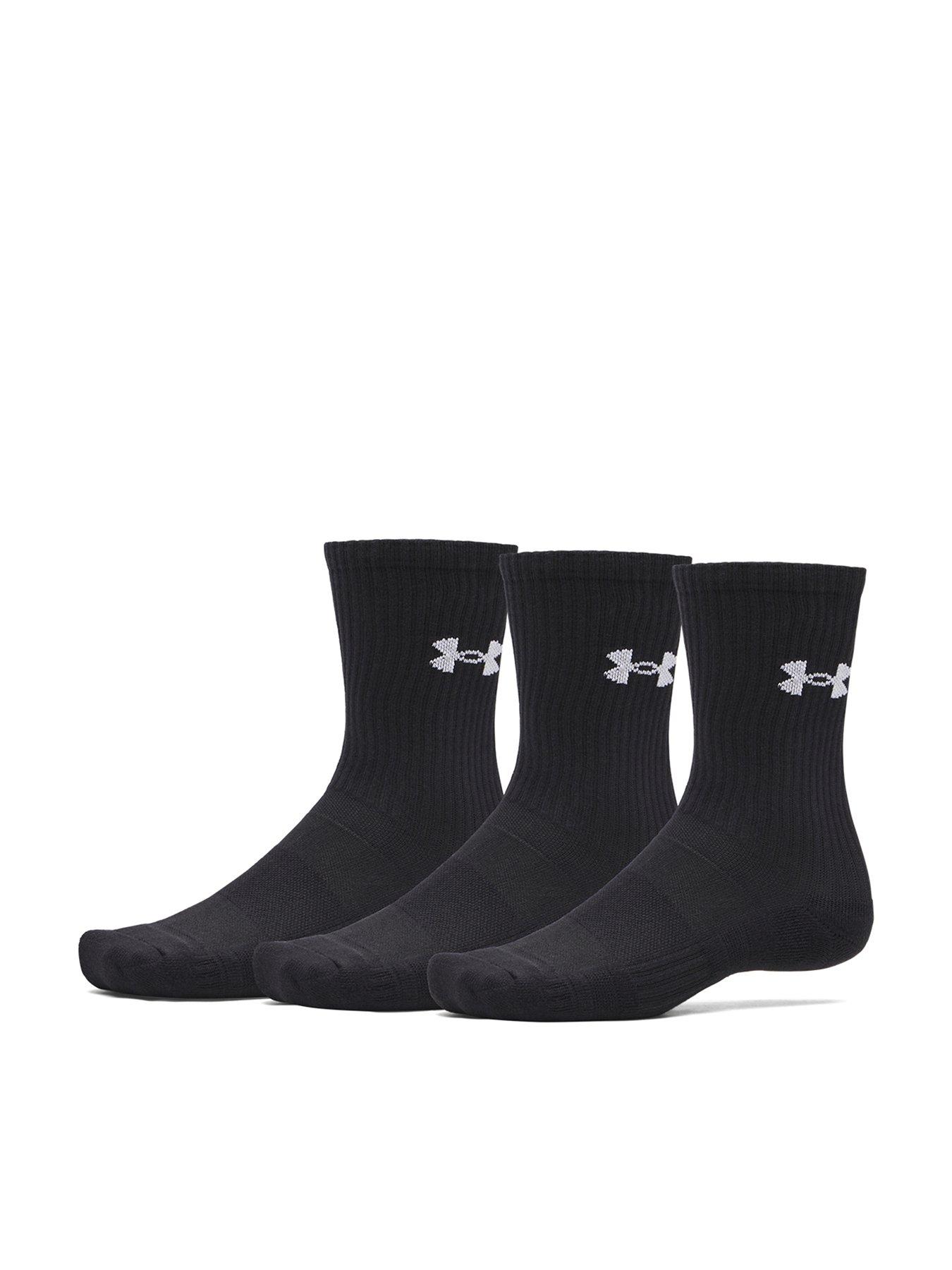 UNDER ARMOUR Mens Training Performance Cotton Crew Socks 3 Pack - Black