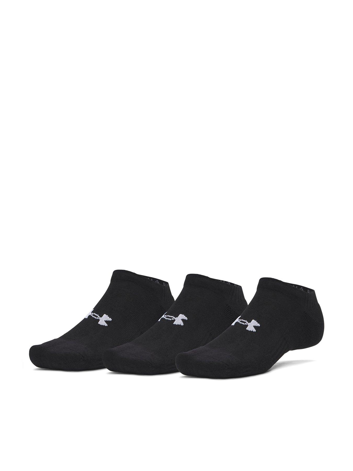 Under Armour Mens Training Performance Cotton No Show Socks 3 Pack - Black