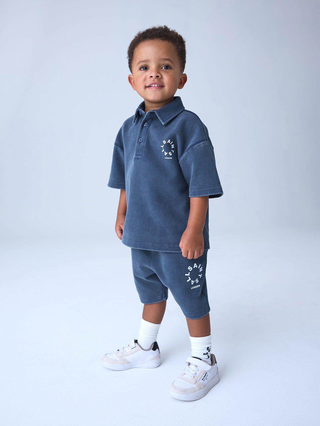 Image 1 of 6 of smALLSAINTS Boys Textured Tierra Polo Set - Blue