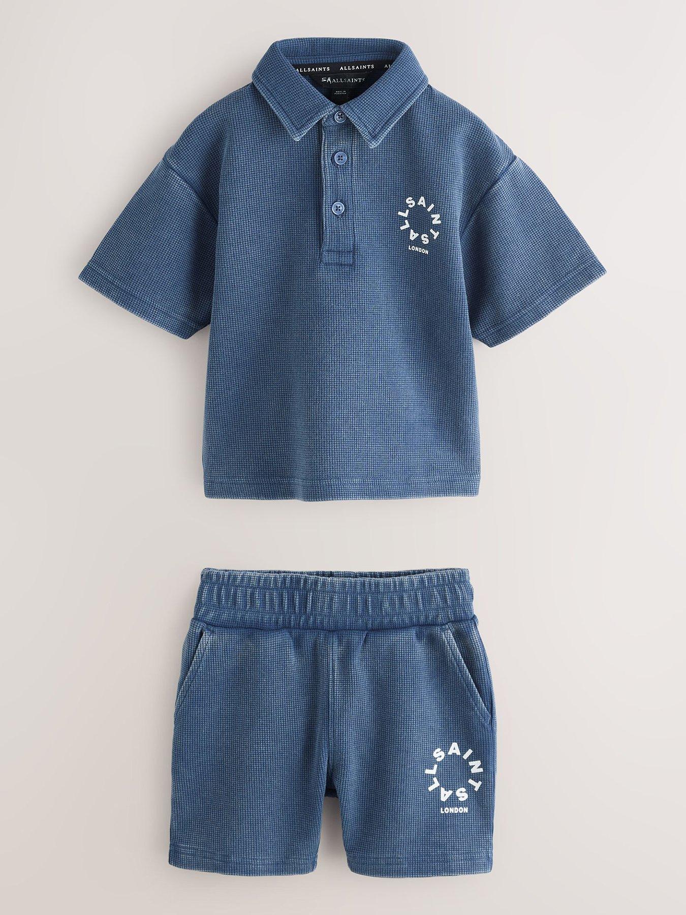 Image 2 of 6 of smALLSAINTS Boys Textured Tierra Polo Set - Blue