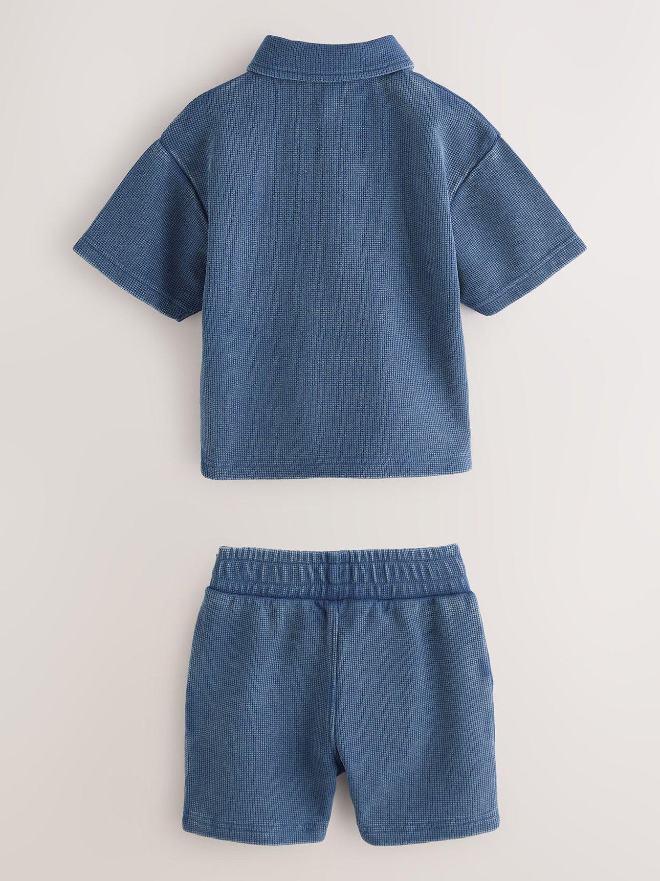 Image 3 of 6 of smALLSAINTS Boys Textured Tierra Polo Set - Blue
