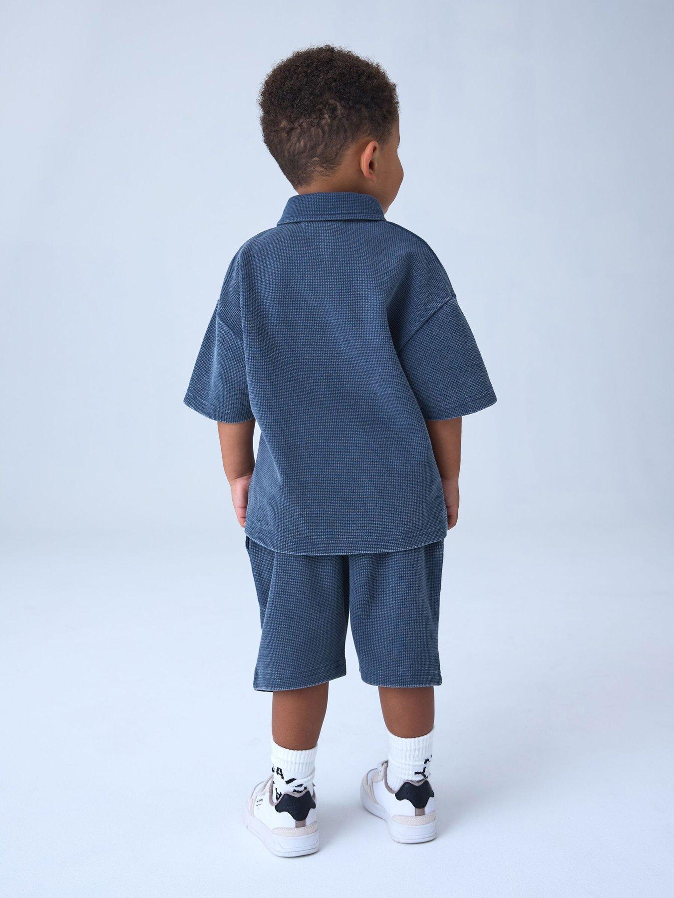 Image 6 of 6 of smALLSAINTS Boys Textured Tierra Polo Set - Blue