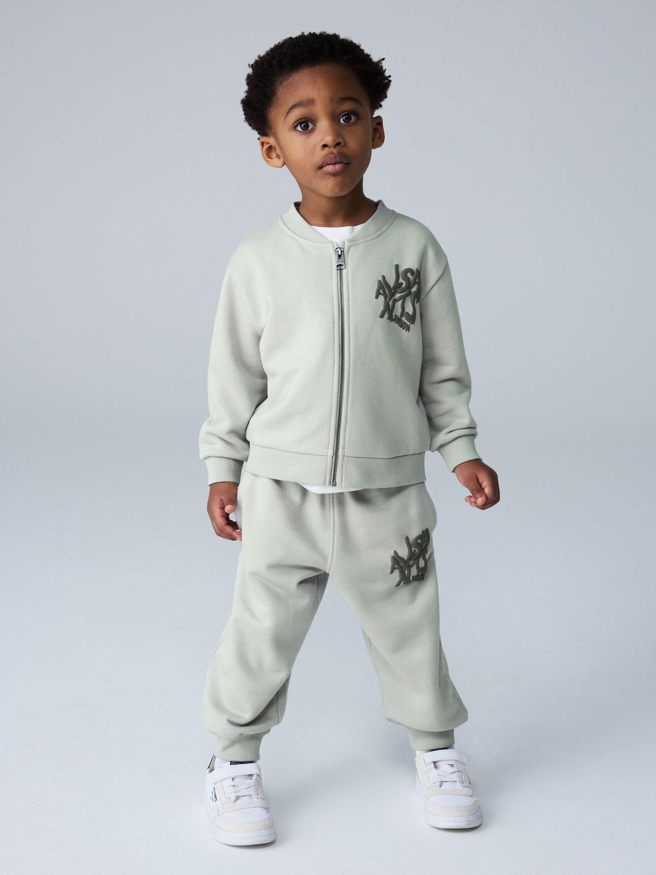 smALLSAINTS Boys Graphic Zip Bomber Jacket and Joggers Set - Grey