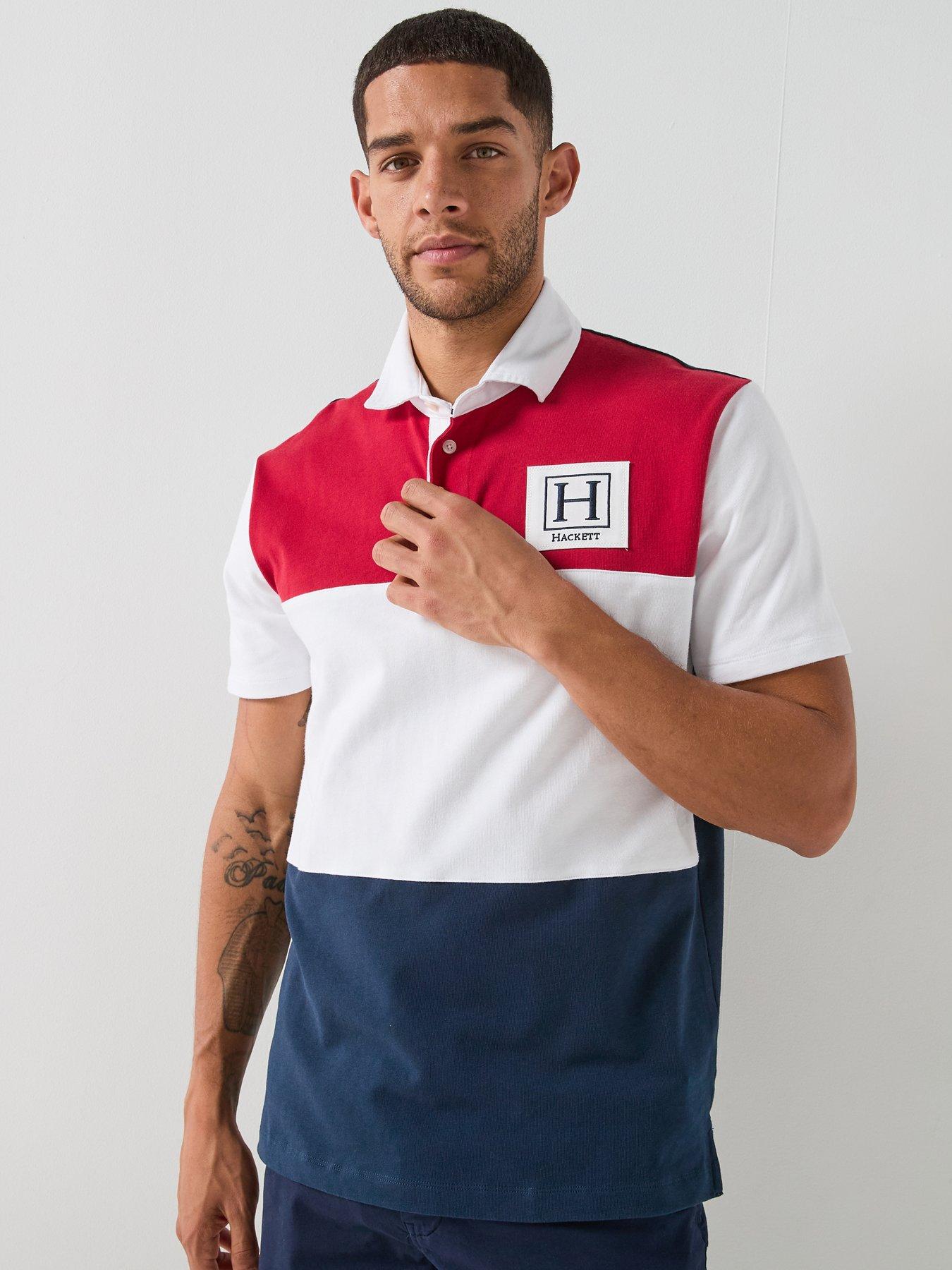 Hackett Heritage Bar Stripe Rugby Polo Shirt, Red, Size 2Xl, Men