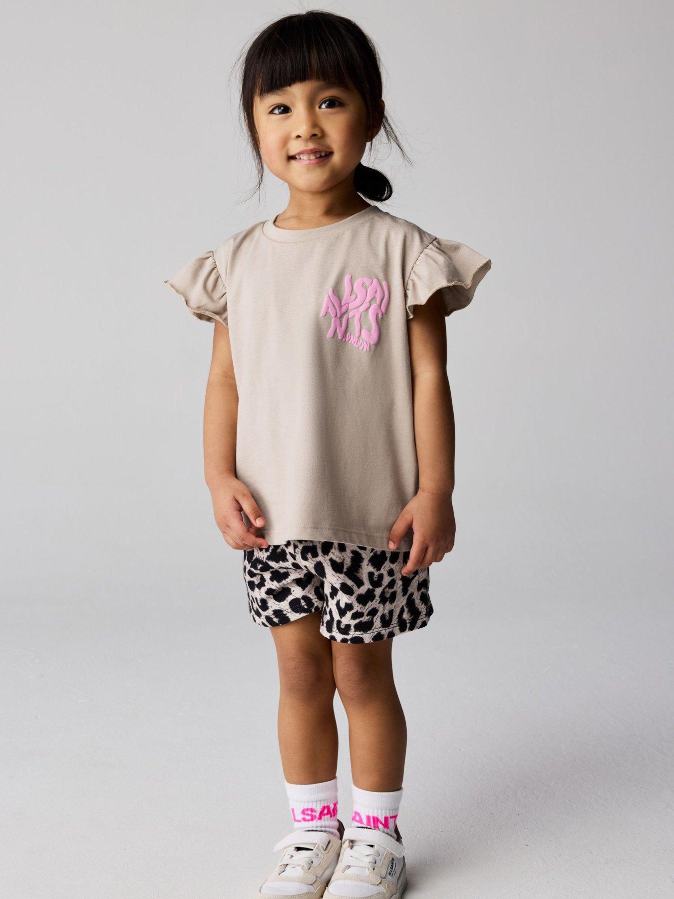 smALLSAINTS Younger Girls Orlando Leopard Short Set, Multi, Size Age: 12-18 Months