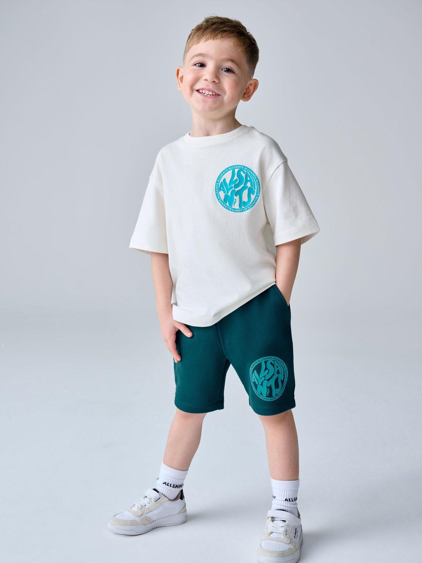 smALLSAINTS Logo T-Shirt And Sweat Shorts Set, Multi, Size Age: 1.5-2 Years