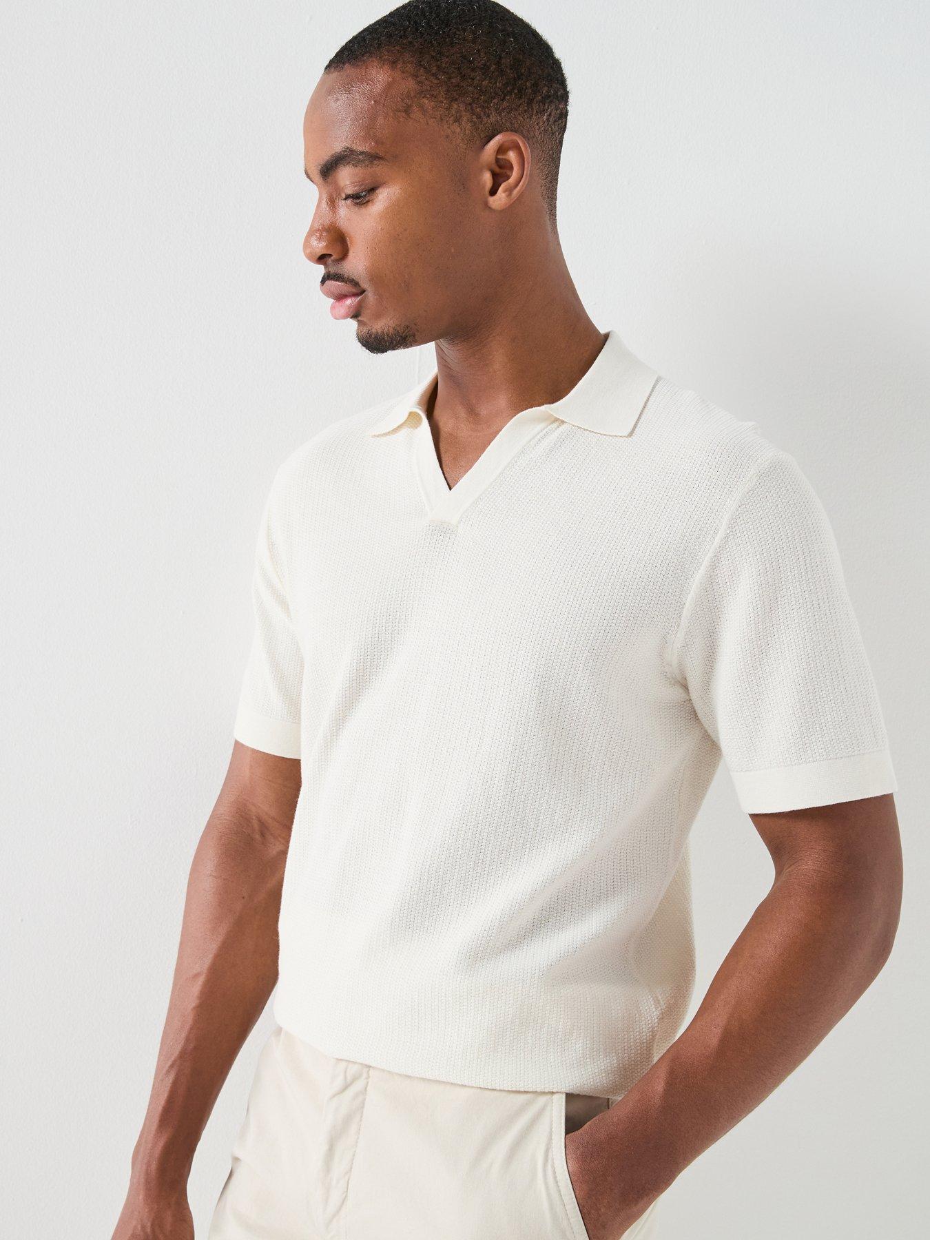 Hackett Hackett London Riviera Open Collar Knitted Polo Shirt - Off White
