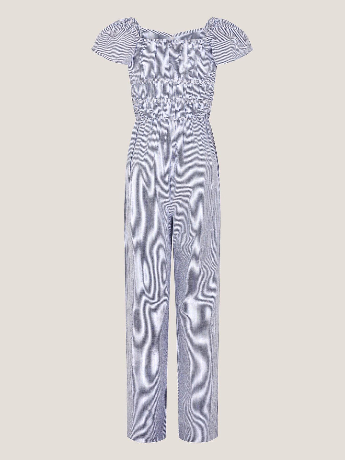 Image 2 of 3 of Monsoon Girls Storm Bow Jumpsuit - Blue