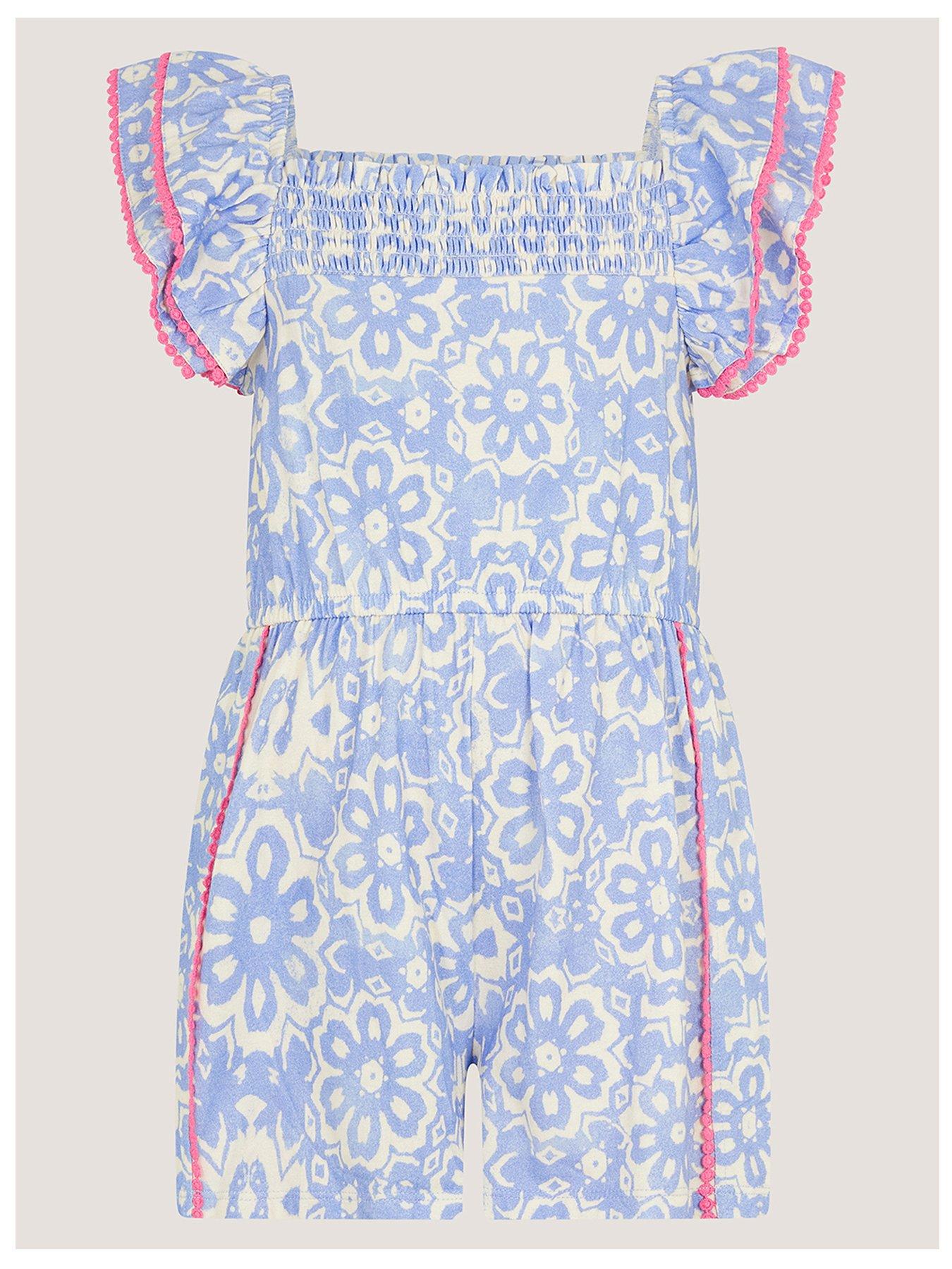 Image 2 of 4 of Monsoon Girls Batik Playsuit - Navy