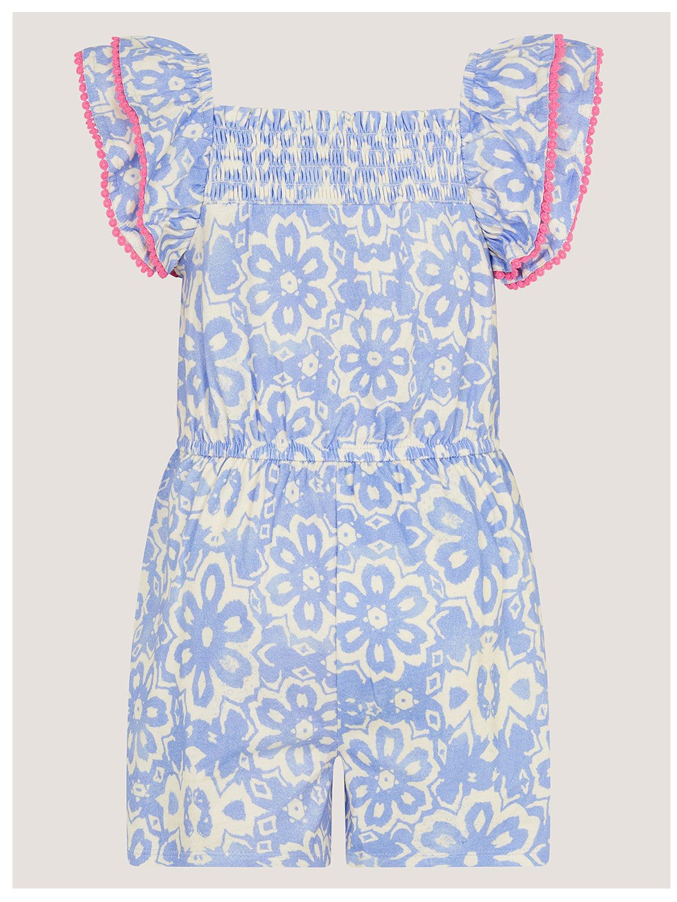 Image 3 of 4 of Monsoon Girls Batik Playsuit - Navy