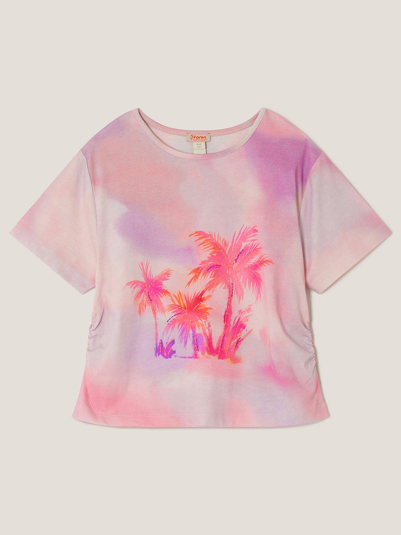 Monsoon Girls Storm Ombre Palm Tshirt - Pink