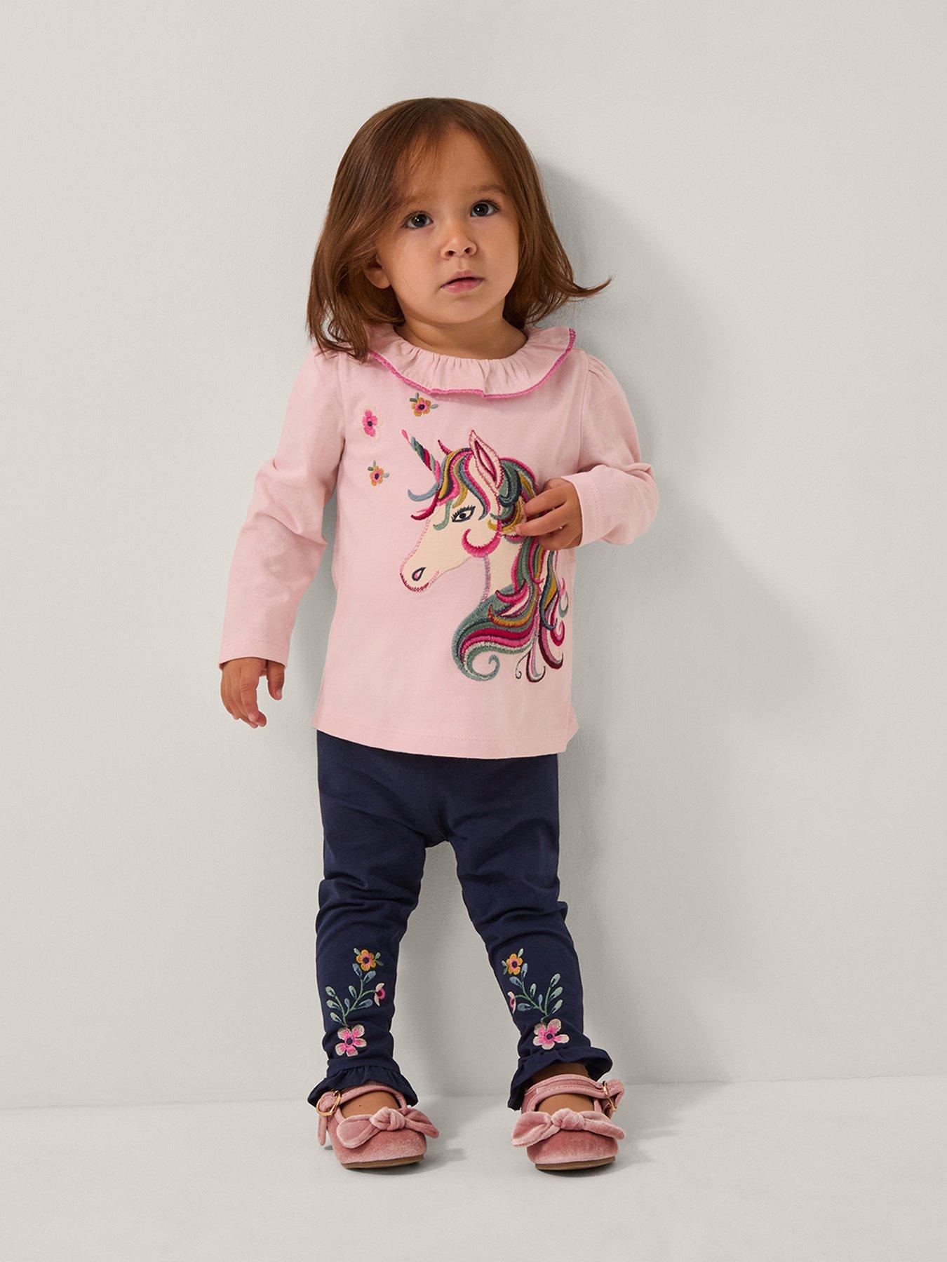 Monsoon Baby Girls Unicorn Top  &  Leggings Set - Pink
