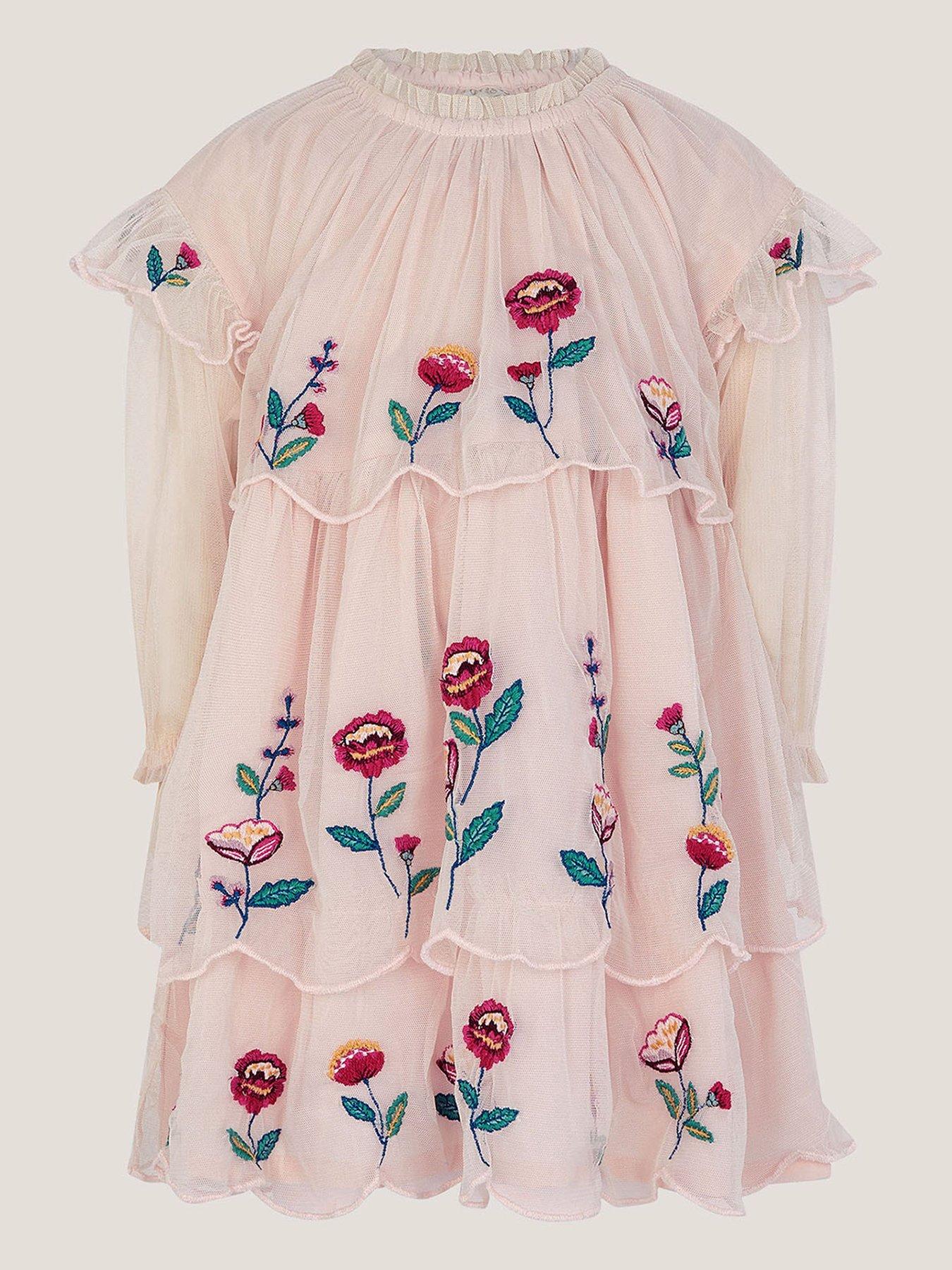 Monsoon Baby Girls Mesh Scallop Mini Me Dress - Cream