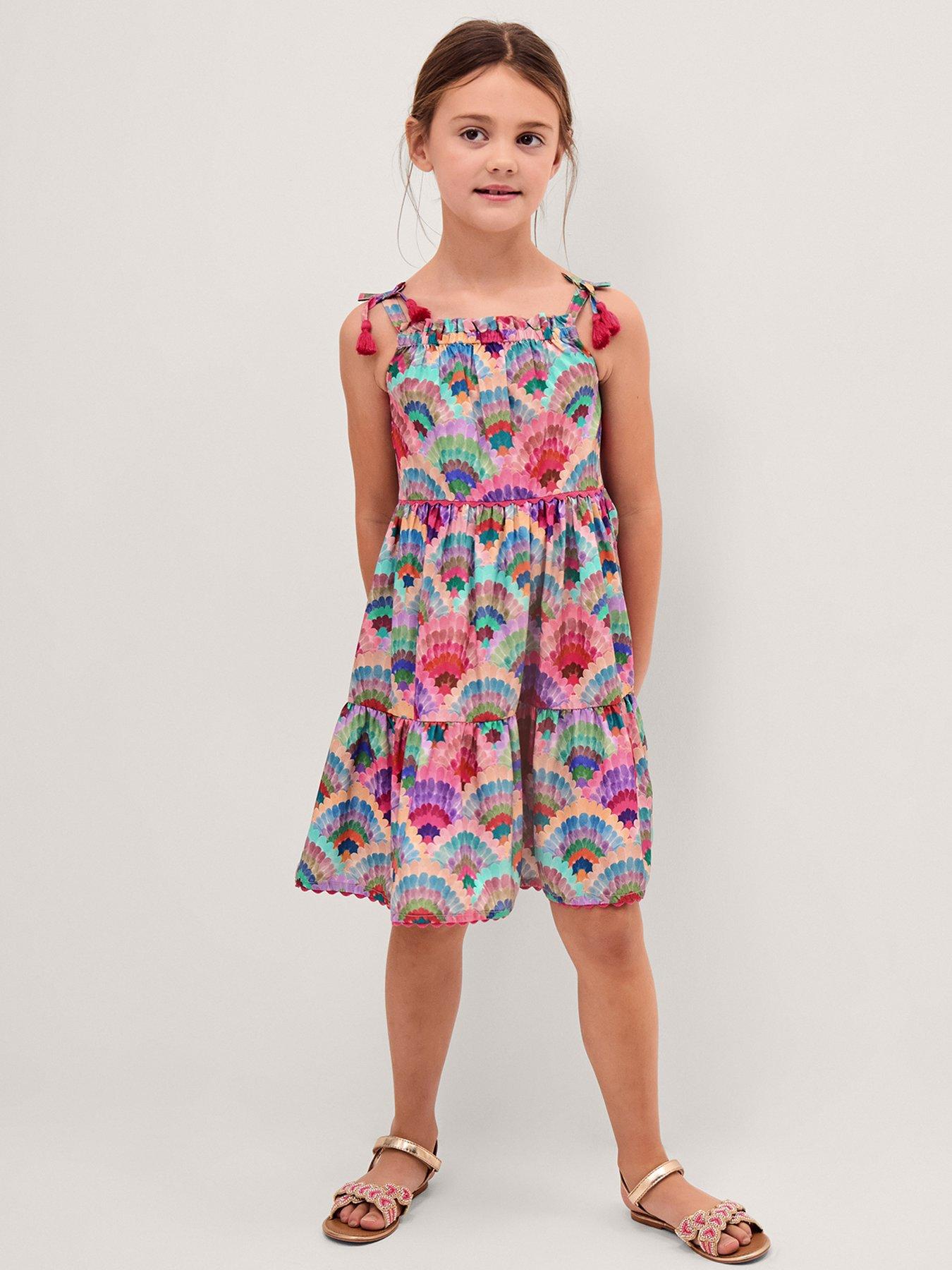 Monsoon Girls Rainbow Shells Dress - Multi