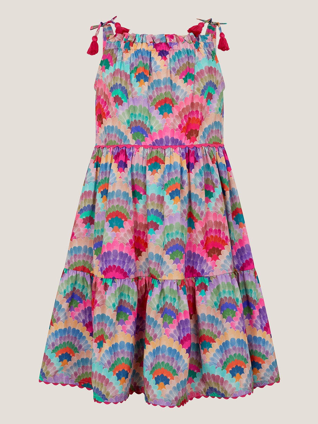 Image 1 of 3 of Monsoon Girls Rainbow Shells Dress - Multi