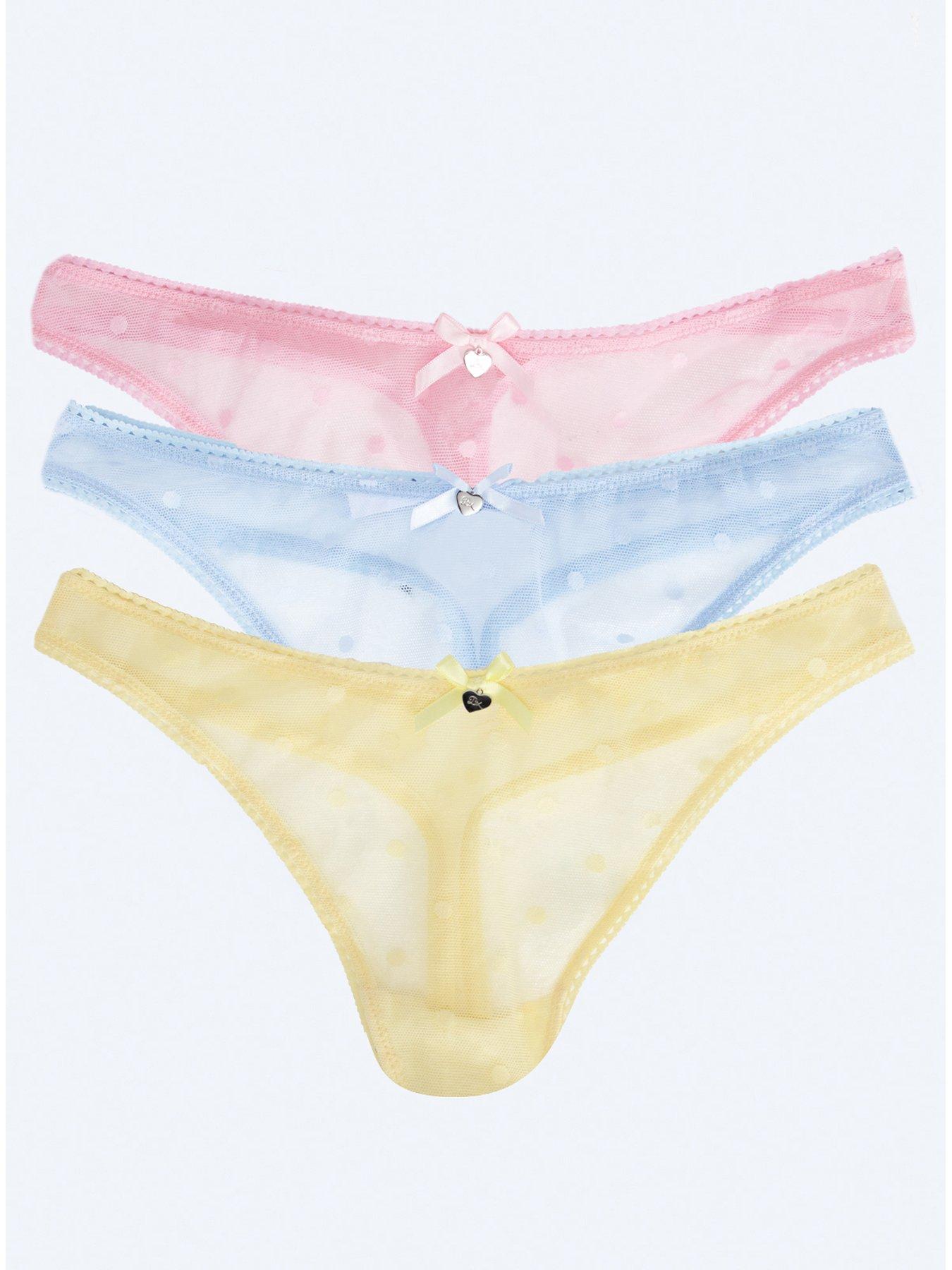 Boux Avenue Tilly Cotton High Leg Thongs - Multi