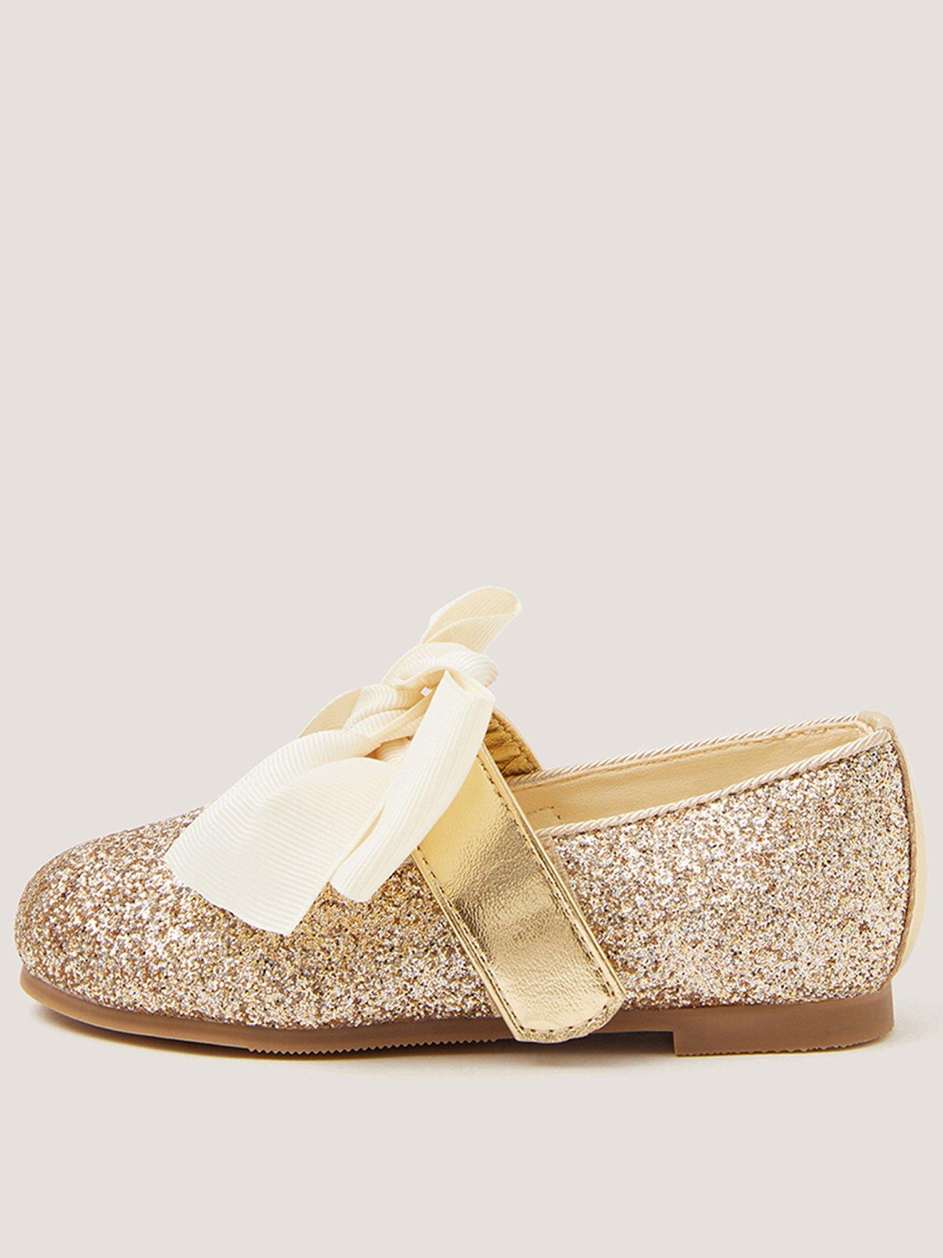 Monsoon Baby Girls Sparkle Bow Ballerina Shoes - Gold