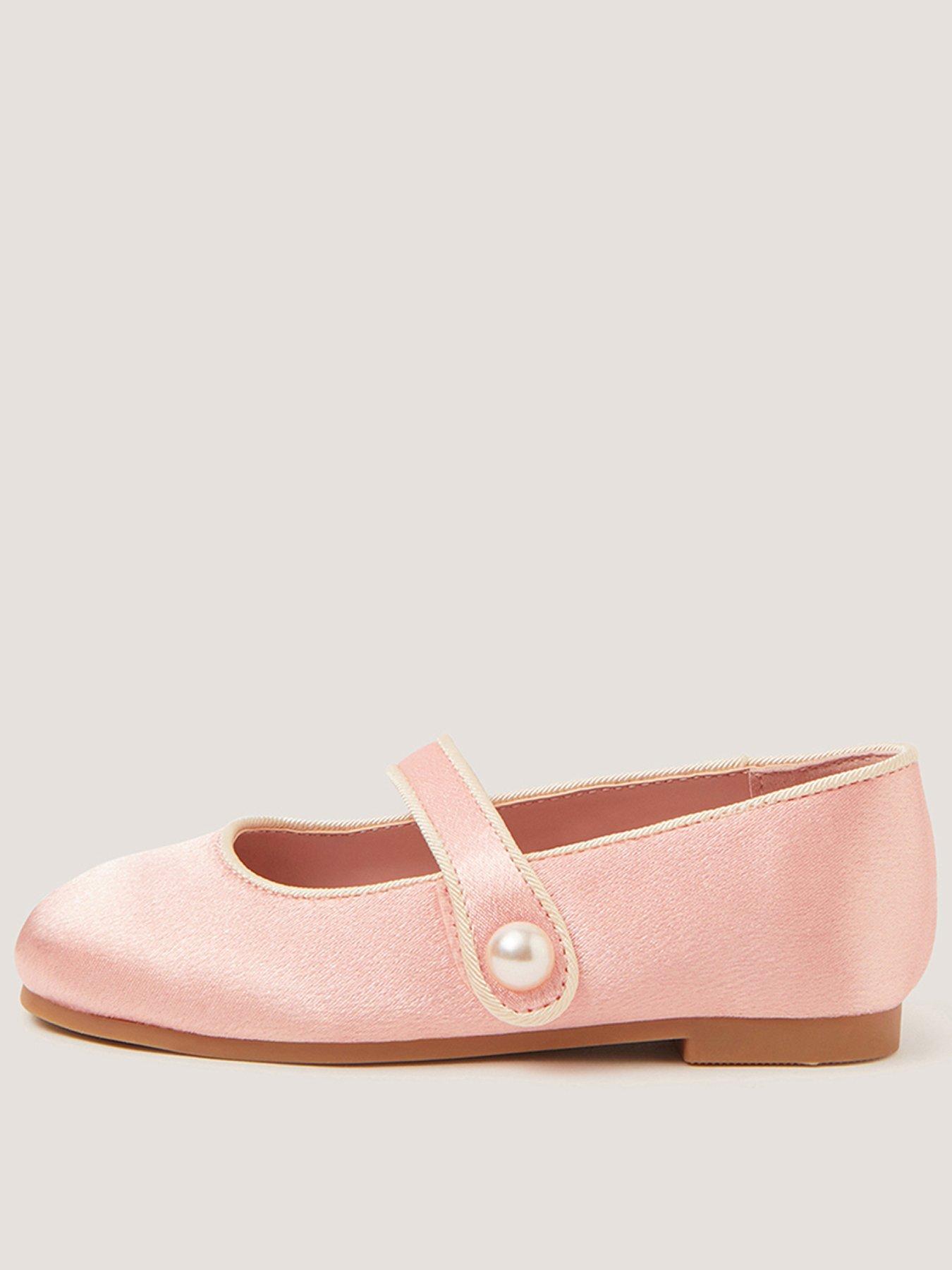 Monsoon Baby Girls Satin Pearl Walker Shoes - Pink