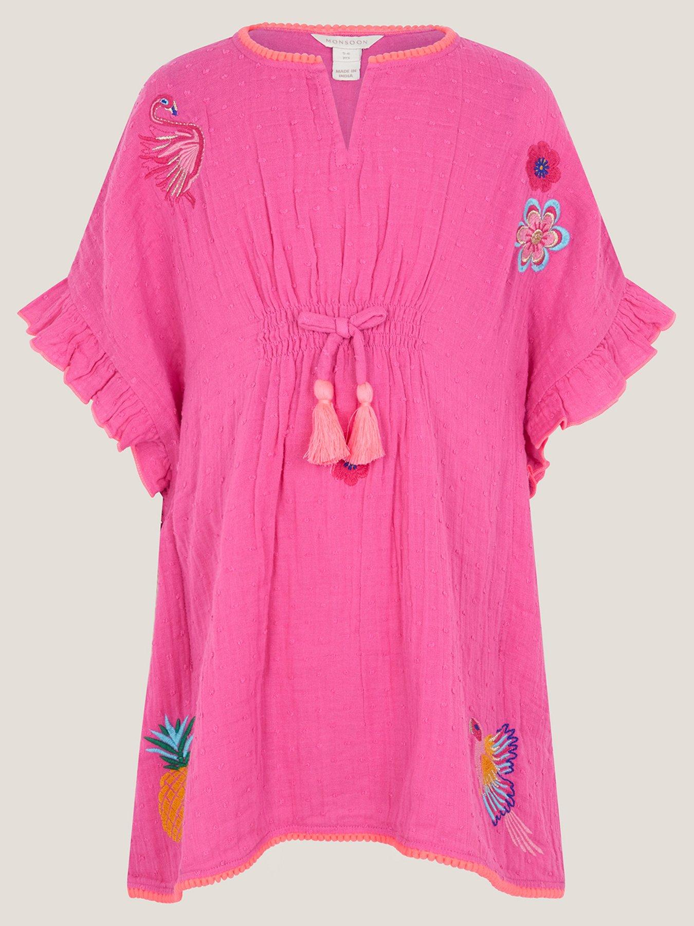 Monsoon Girls Kaftan, Pink, Size Age: 11-12 Years