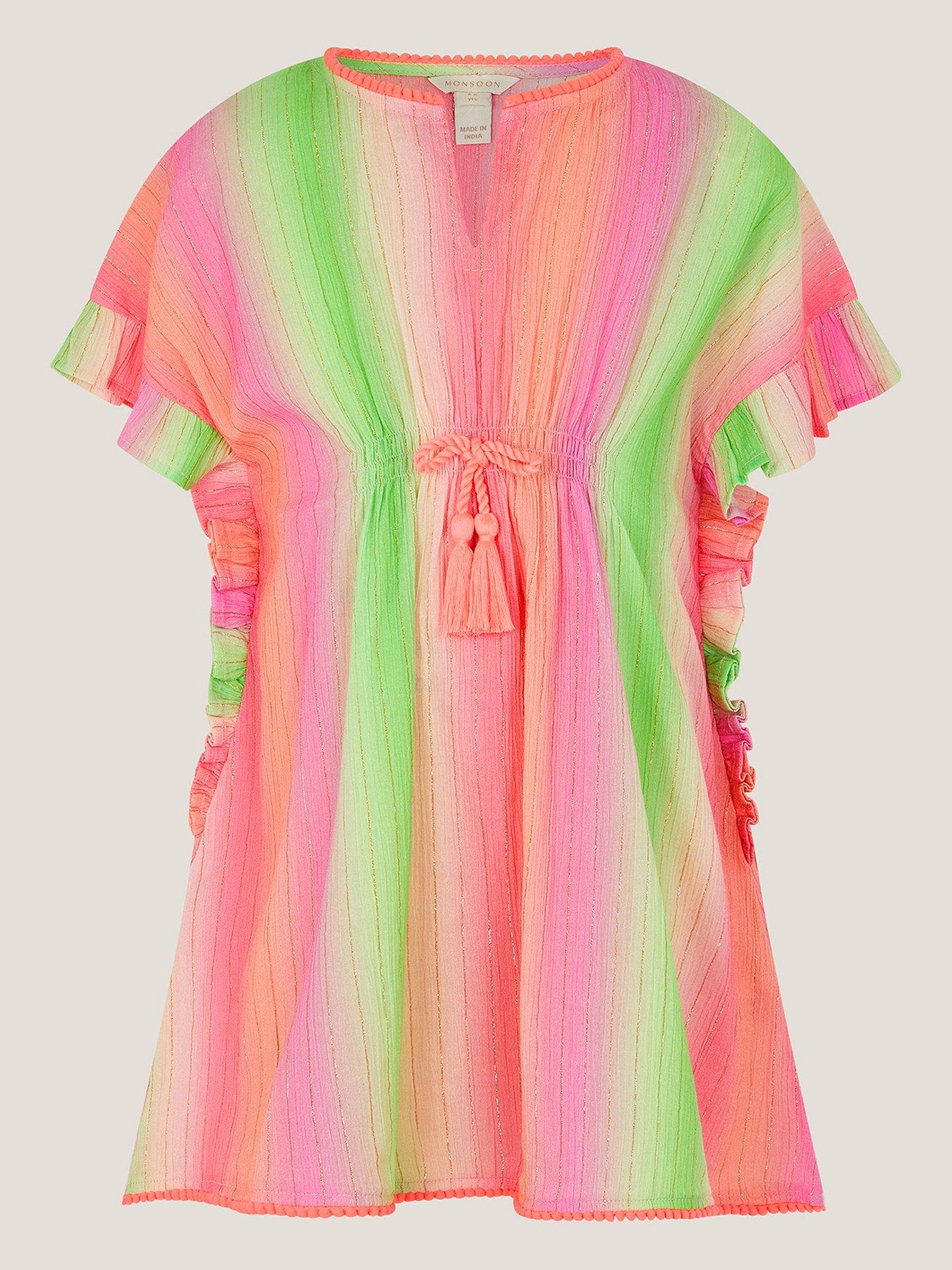 Image 1 of 3 of Monsoon Girls Ombre Stripe Kaftan - Multi